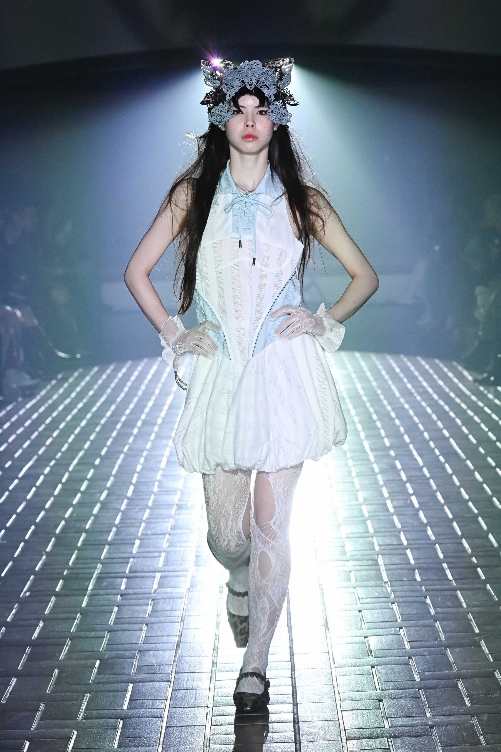 white pleated mini dress