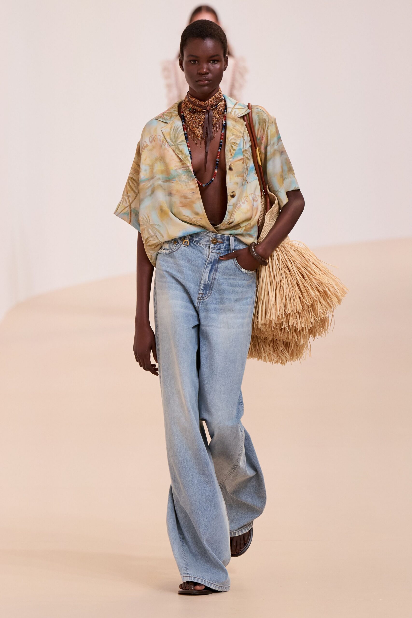 multi silk short-sleeve v-neck relaxed printed shirt
