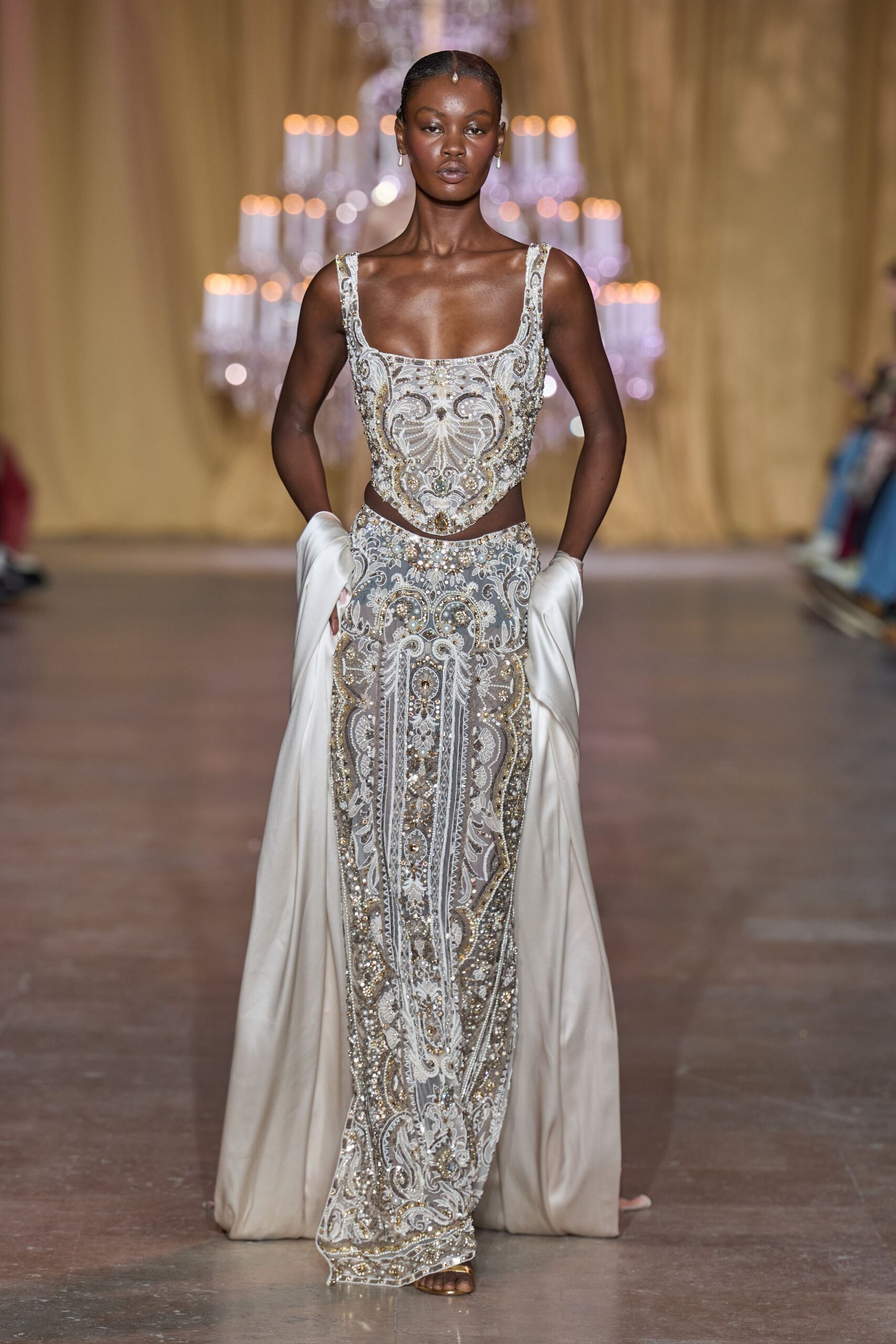 gold and ivory sequined gown