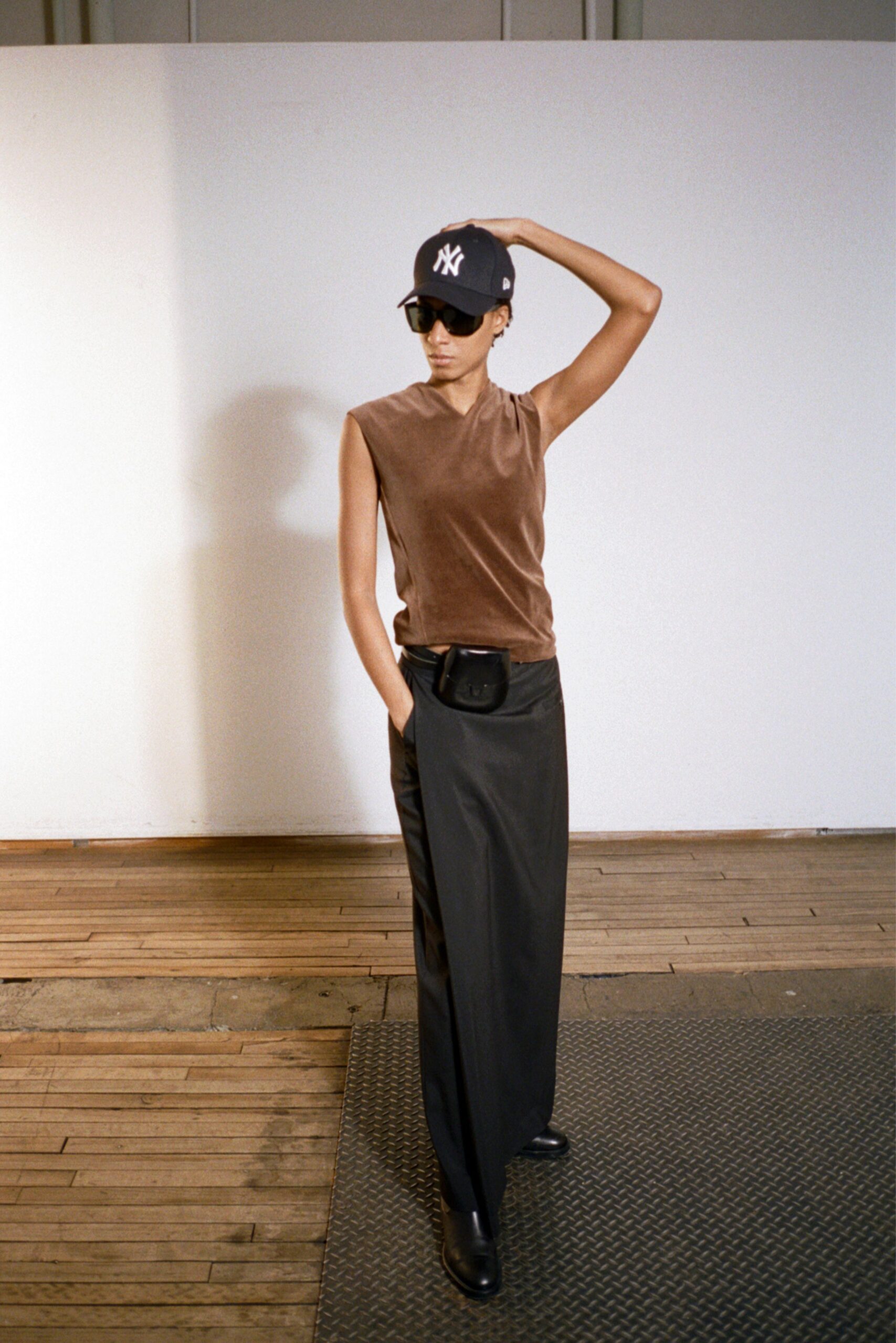 black cotton relaxed straight-leg maxi skirt