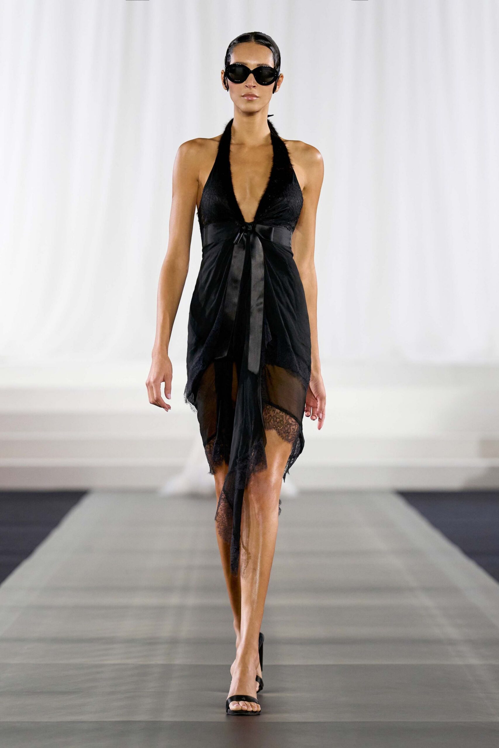 black silk sleeveless dress