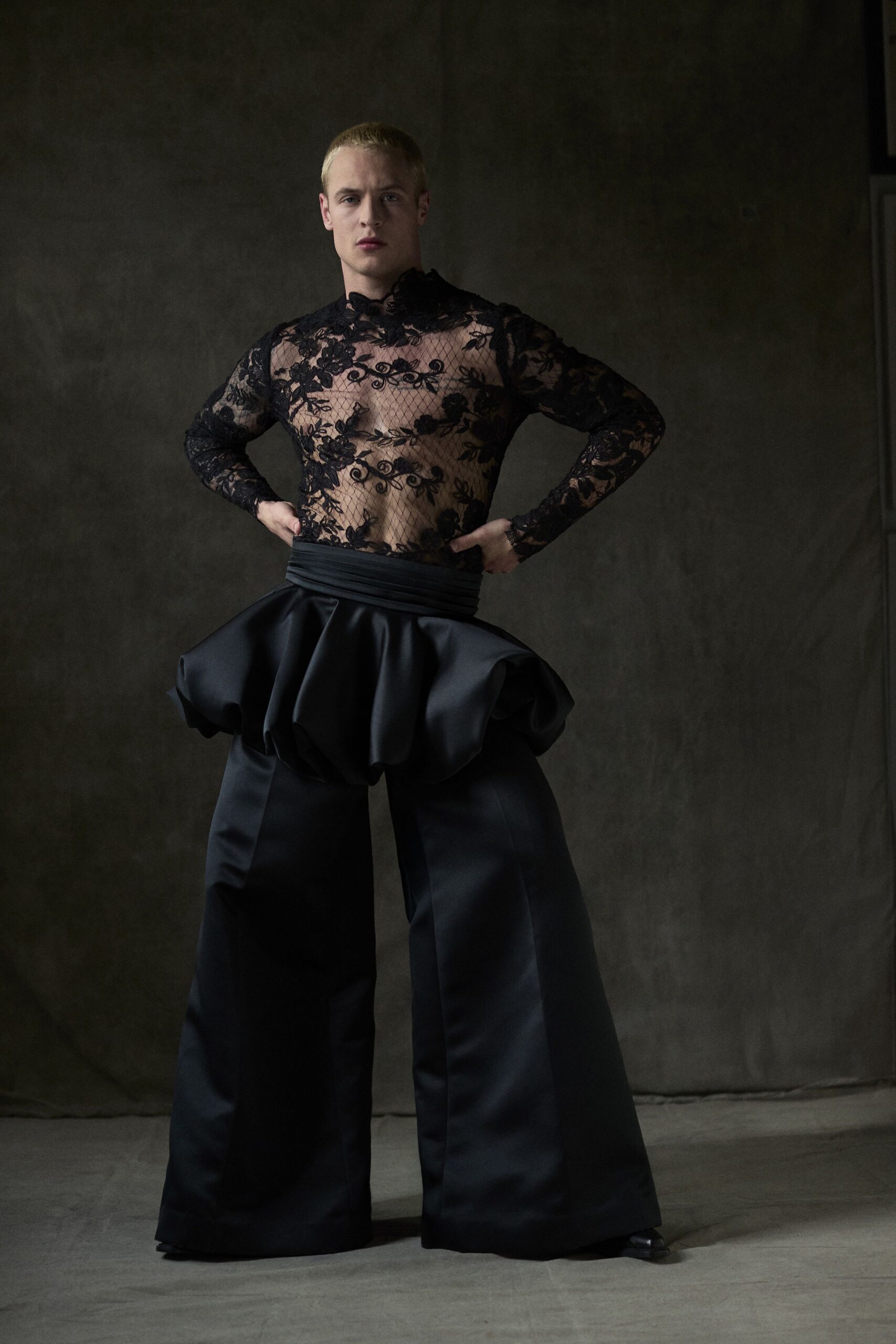 black satin relaxed flared pants
