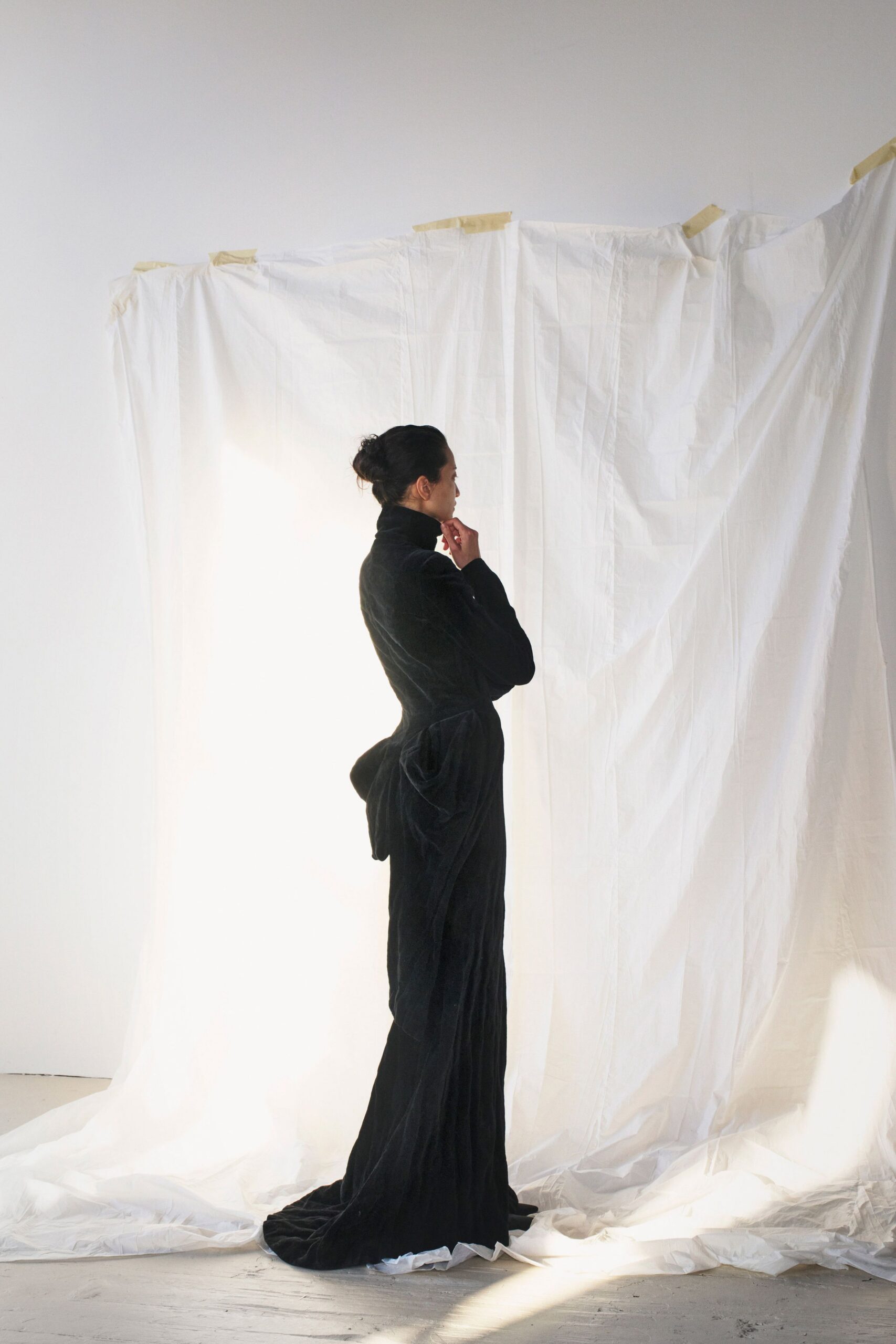 black velvet fitted gown