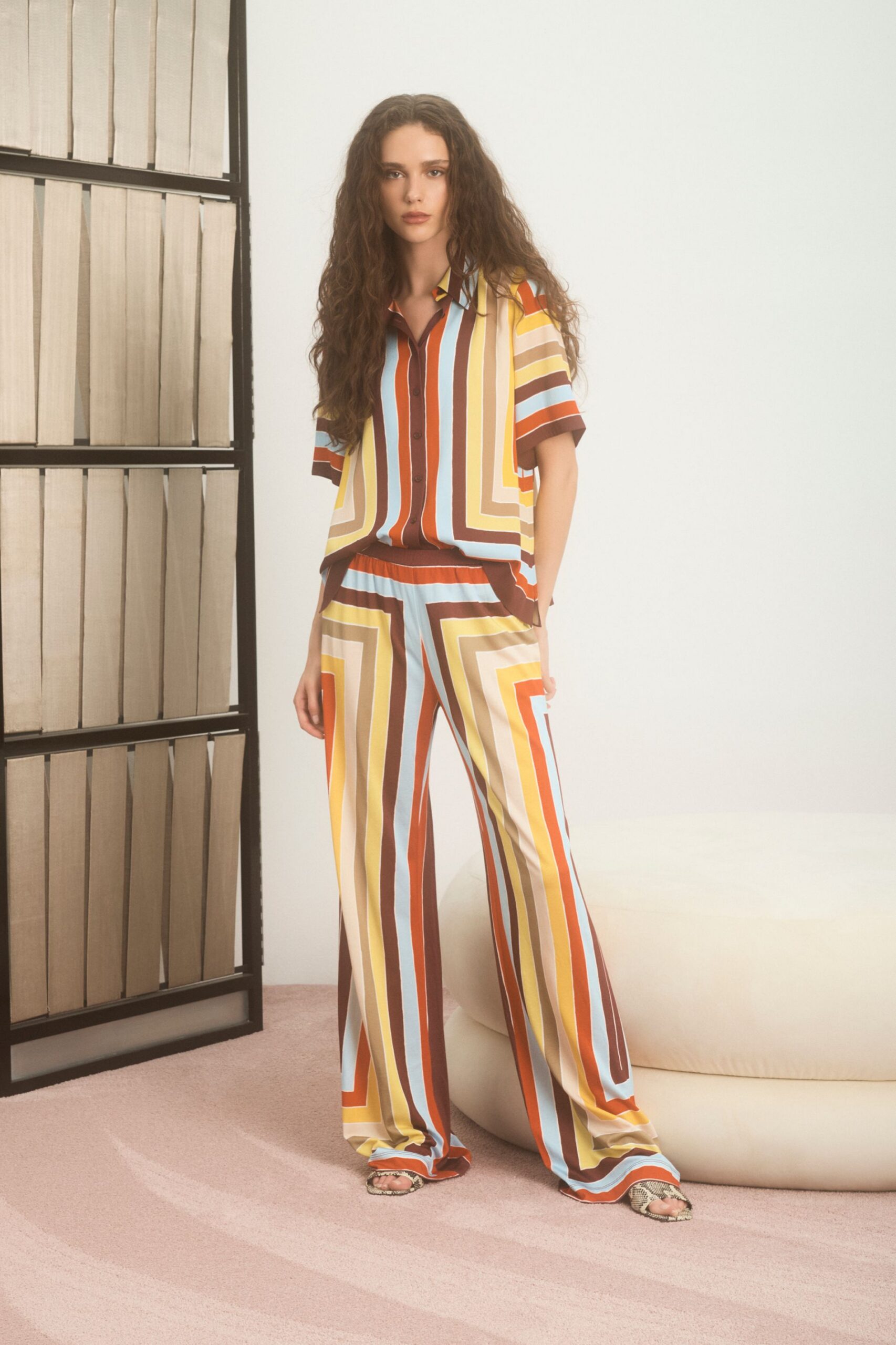 striped silk shirt and pants