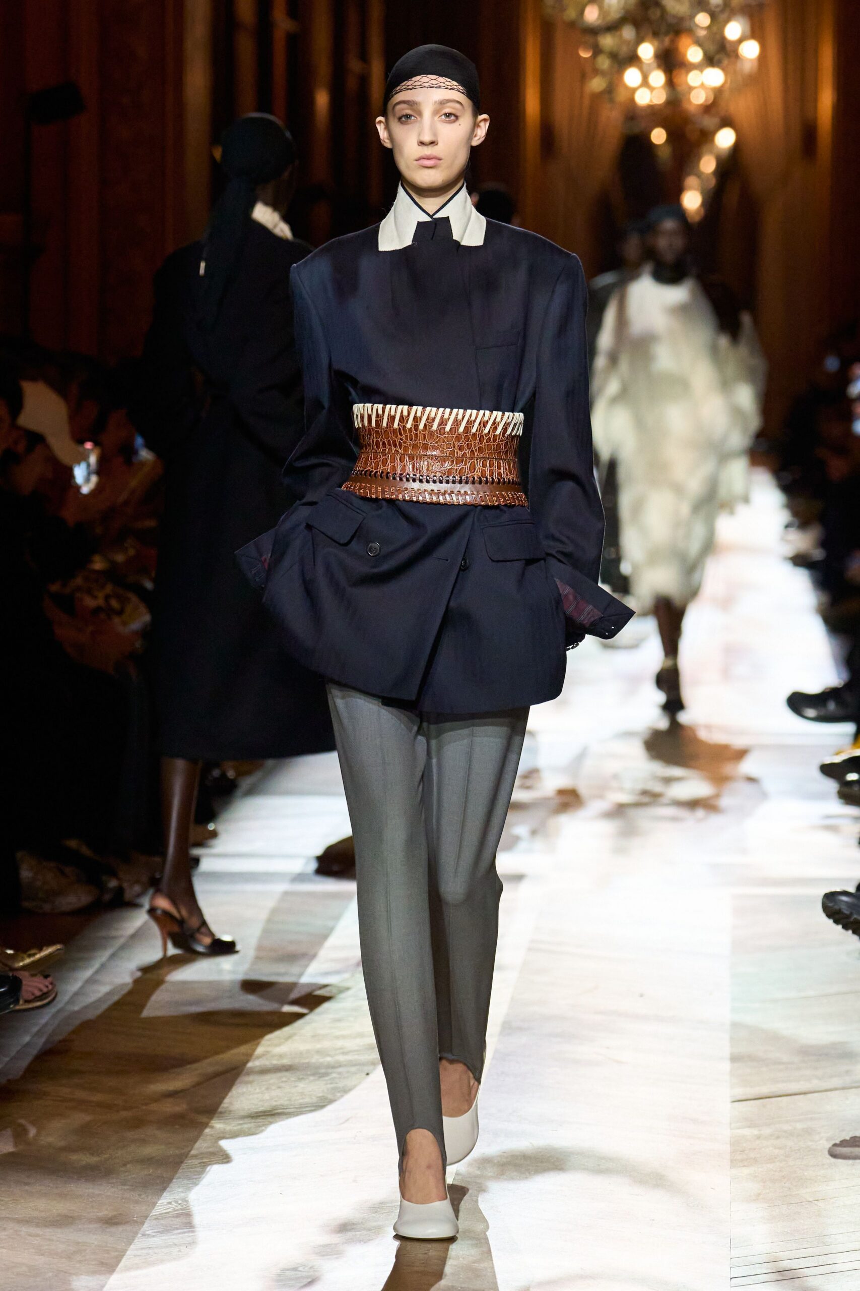 brown leather embellished belt