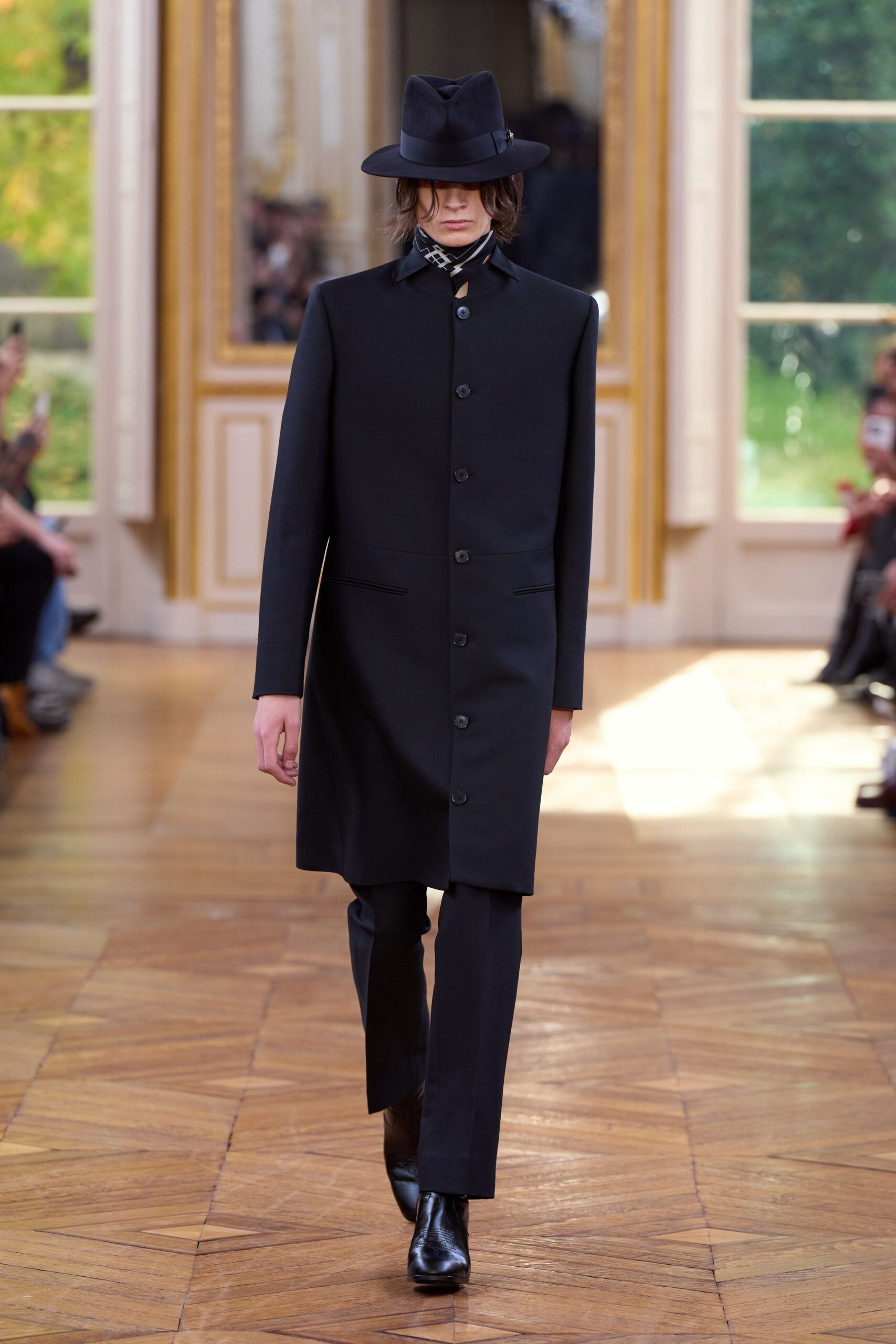 black wool coat and pants