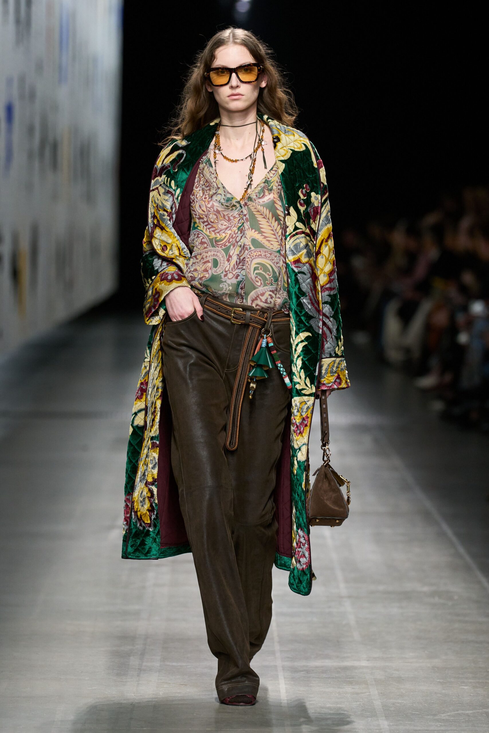 embroidered velvet coat with printed top