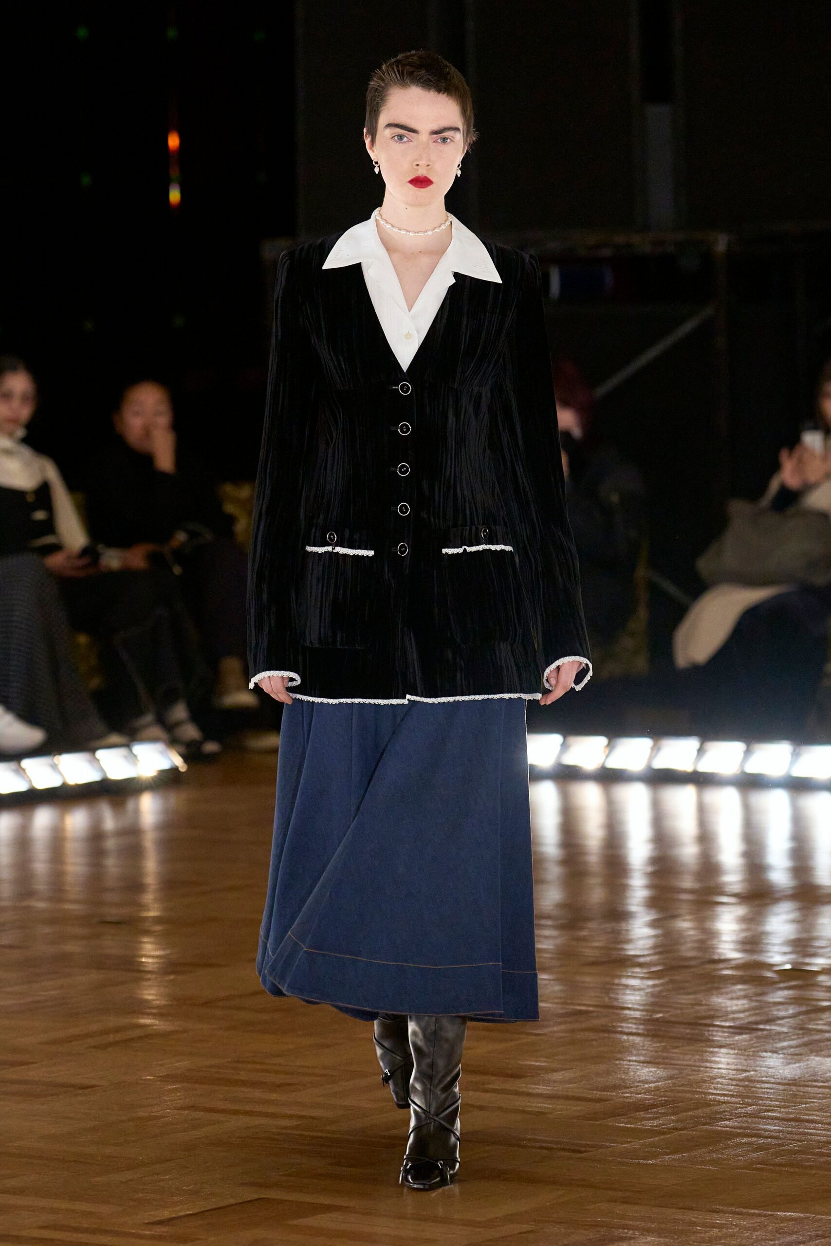 black velvet blazer with white shirt