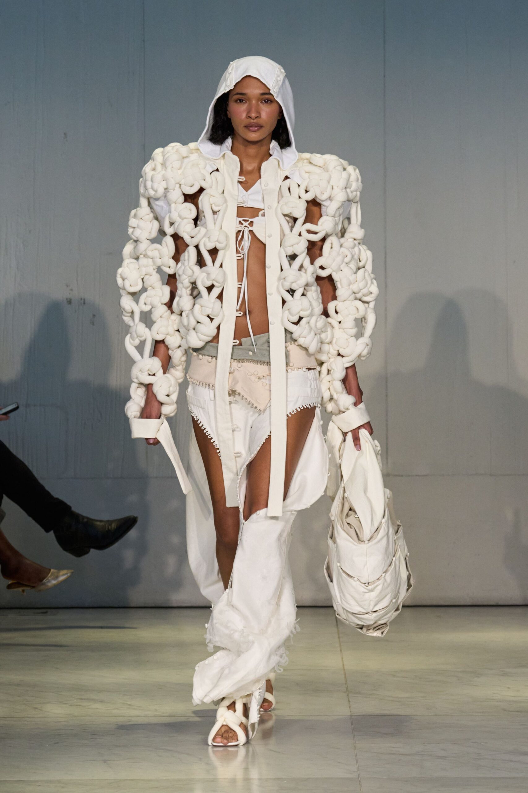 white layered jacket and top