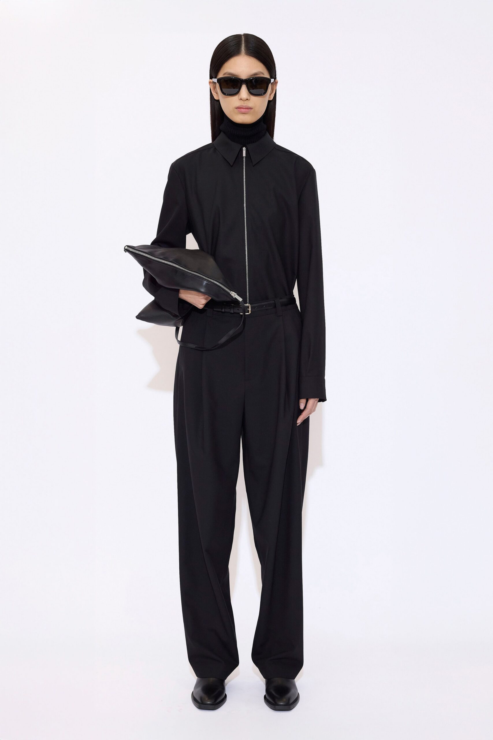 black relaxed jumpsuit with accessories