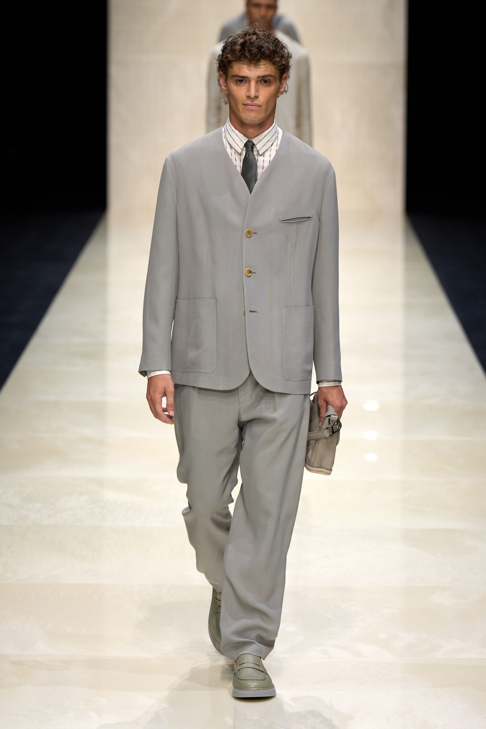 gray tailored suit with shoes