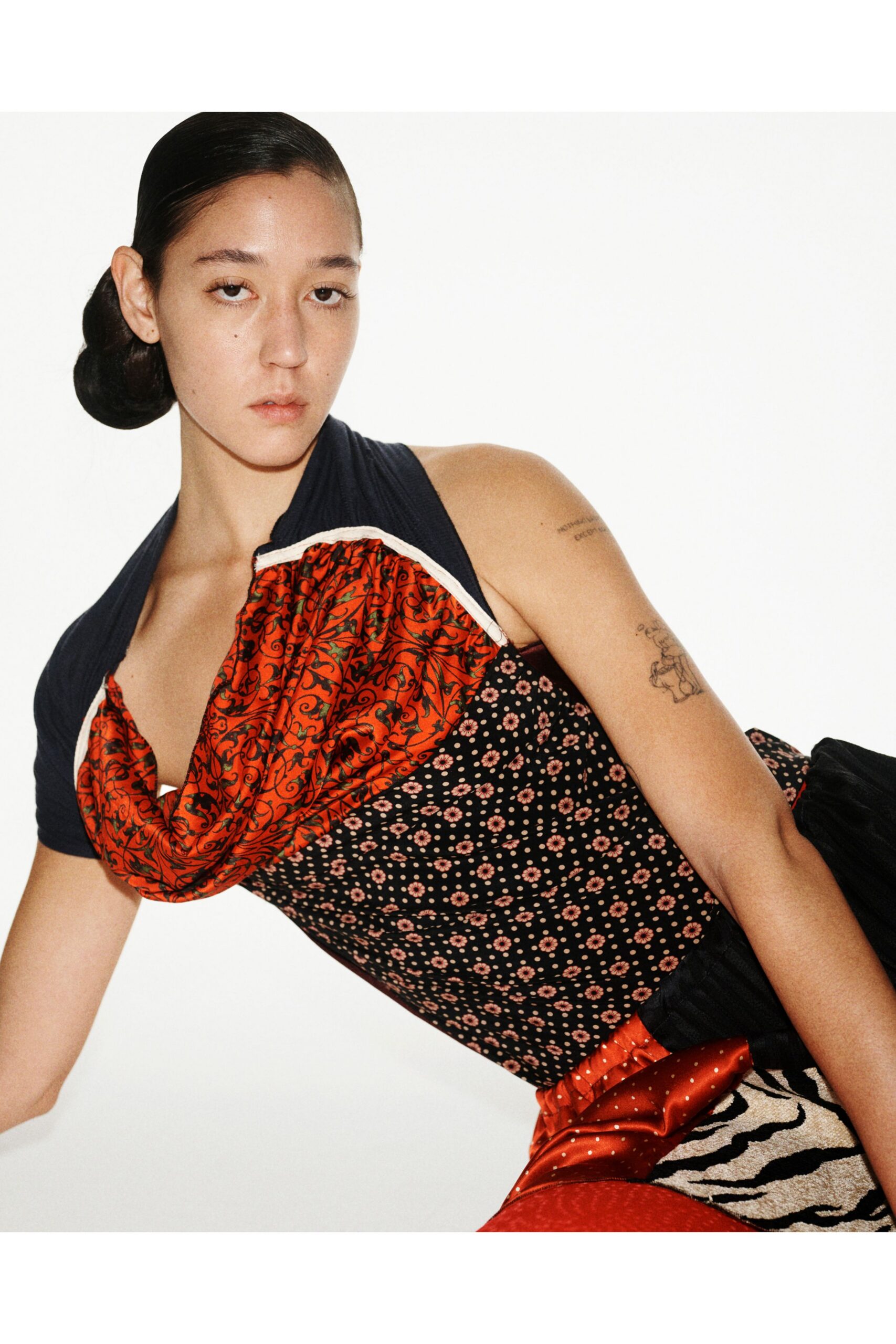 red and black printed dress