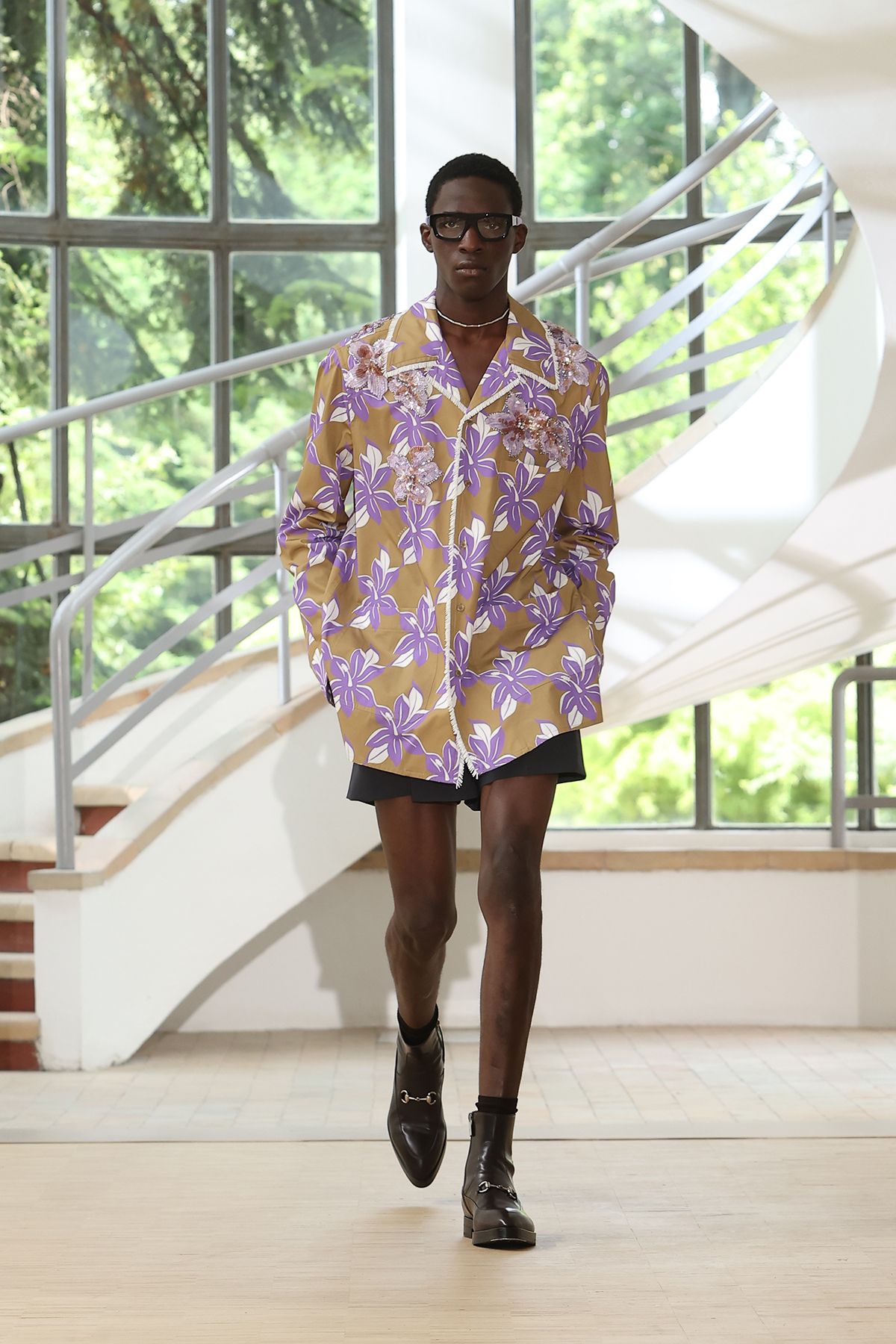 oversized floral shirt with shorts