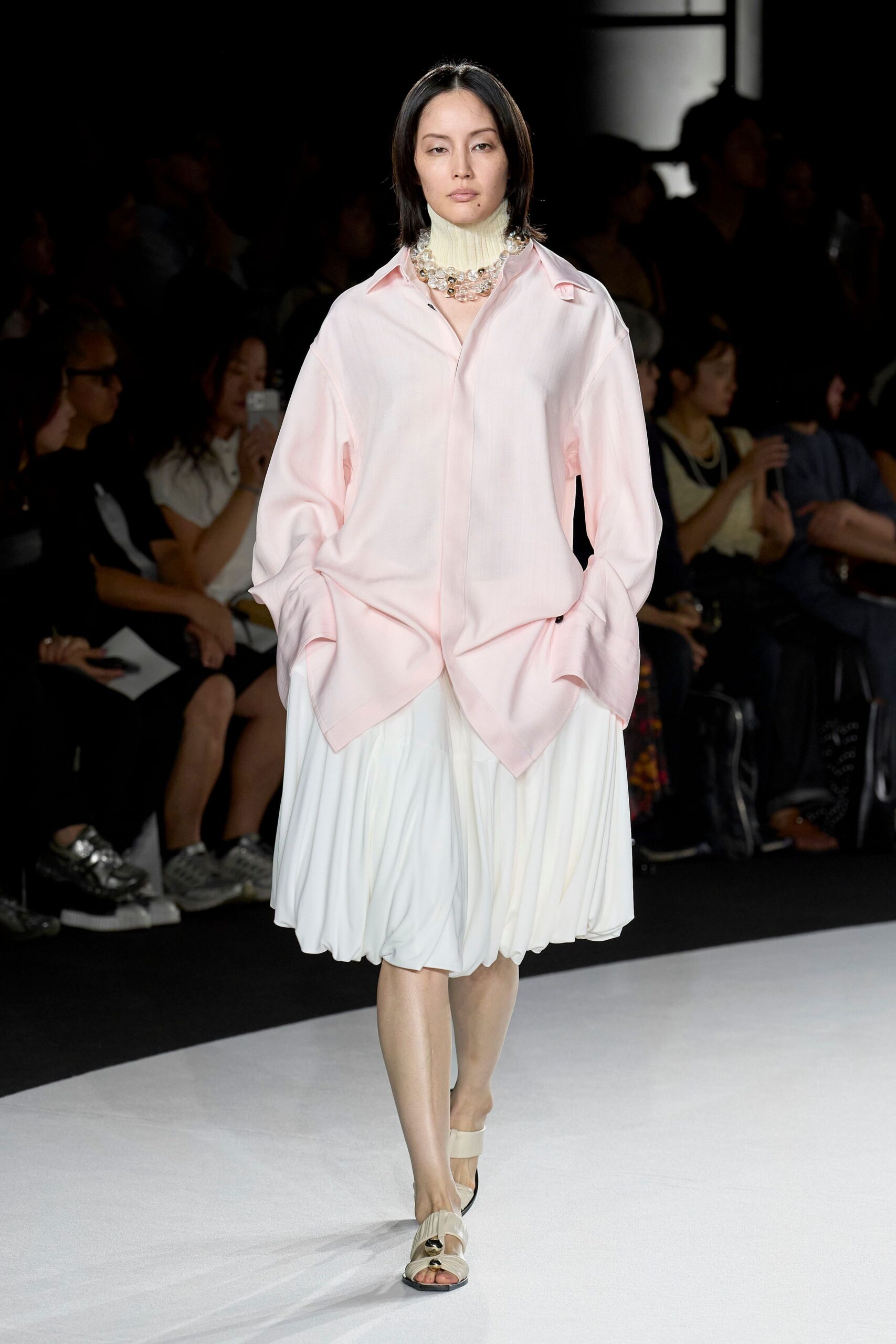 pink cotton long-sleeve collared oversized shirt