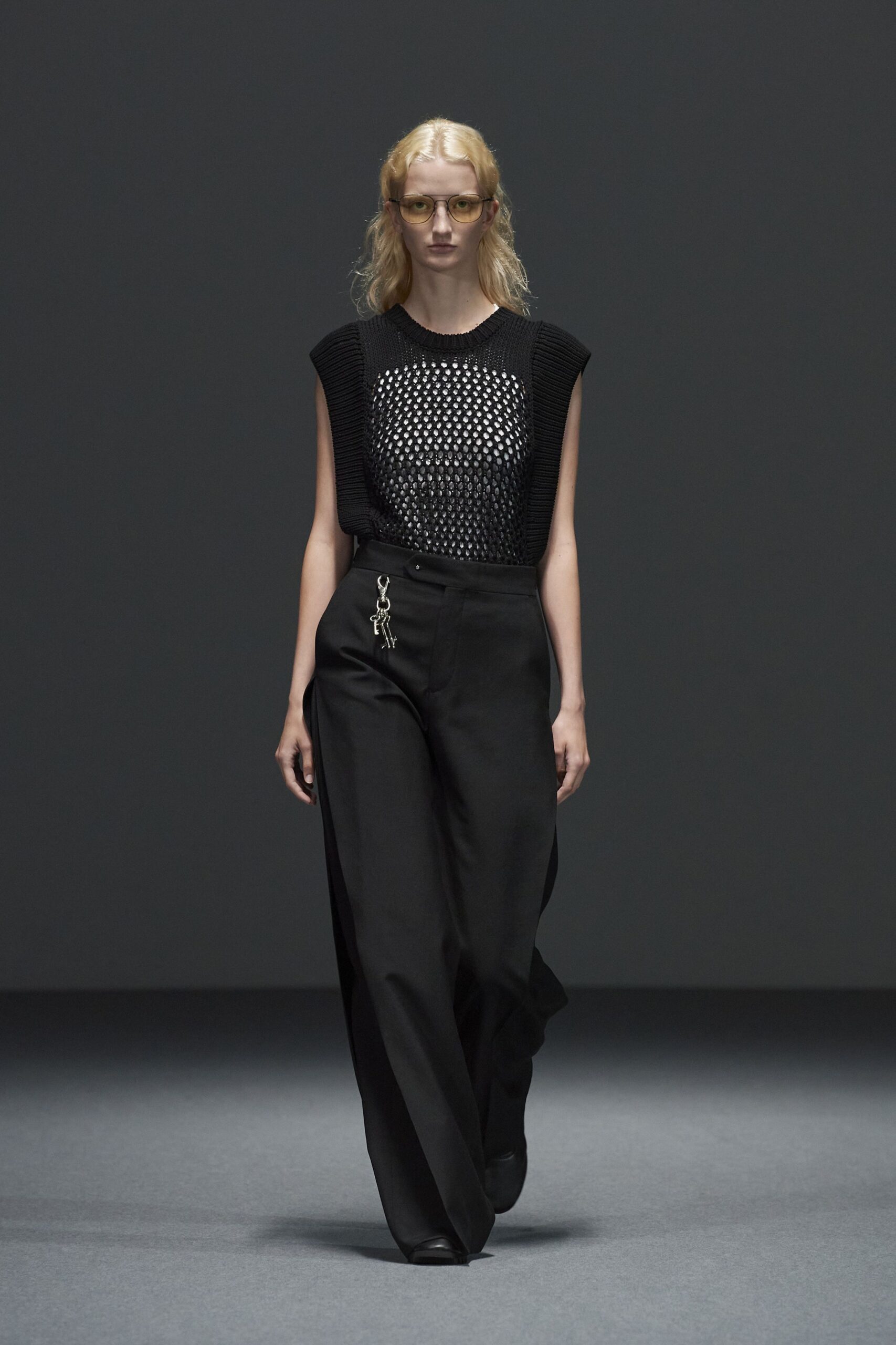 black cotton sleeveless high-neck relaxed textured top
