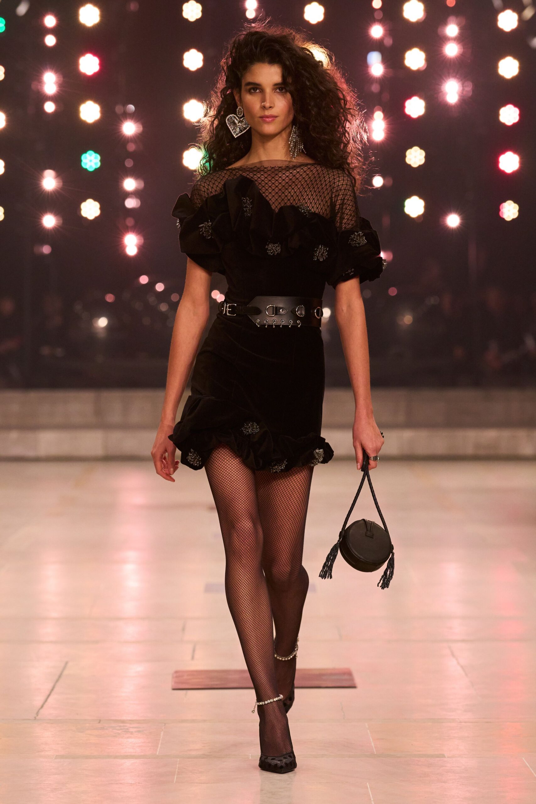 black velvet off-shoulder mini dress