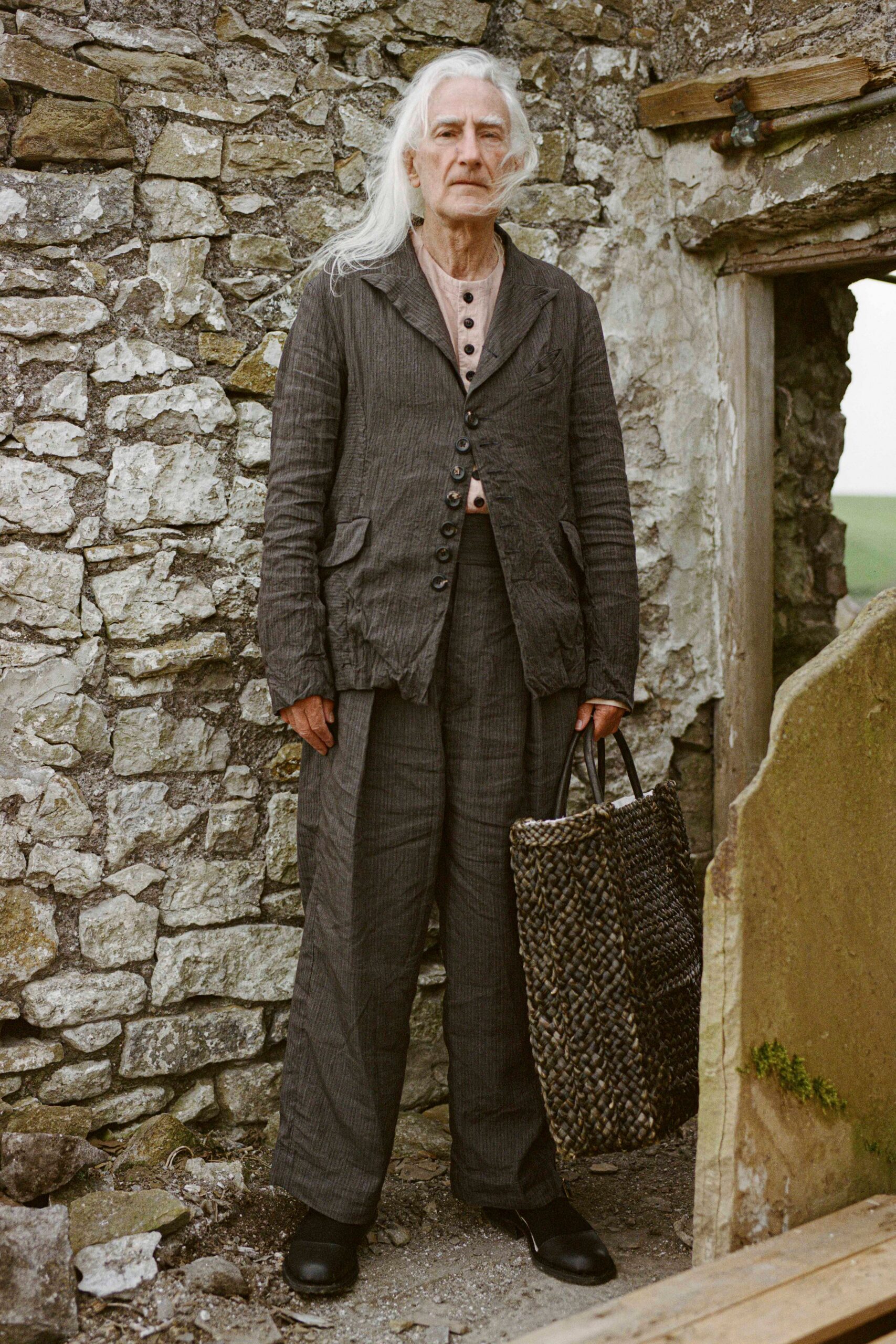 gray relaxed jacket and pants