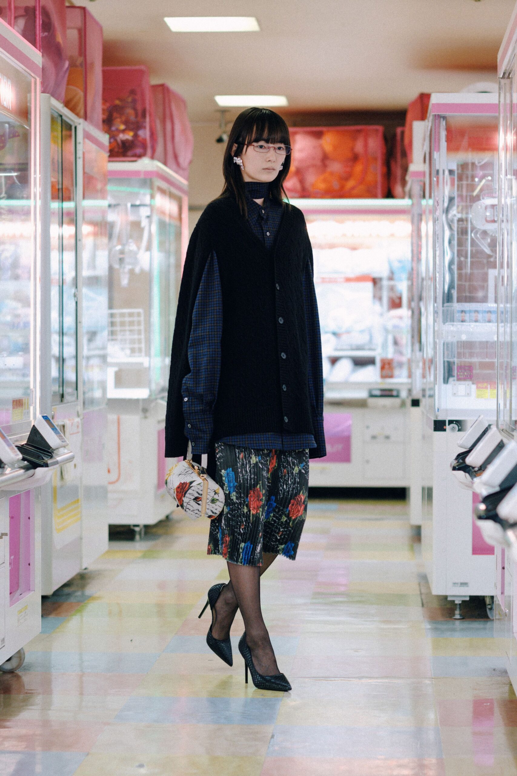 black wool oversized vest