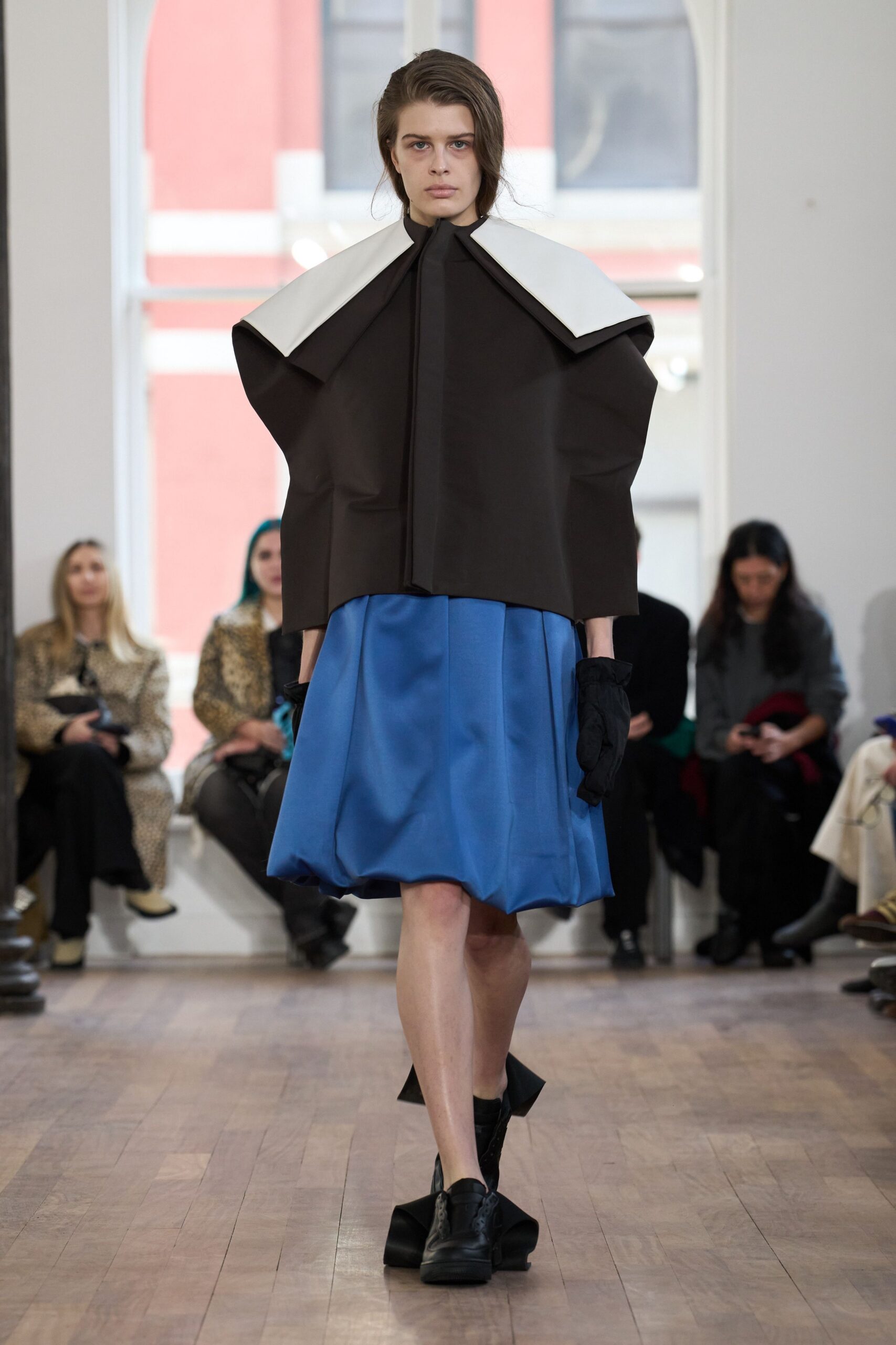 brown cotton long-sleeve collared structured top