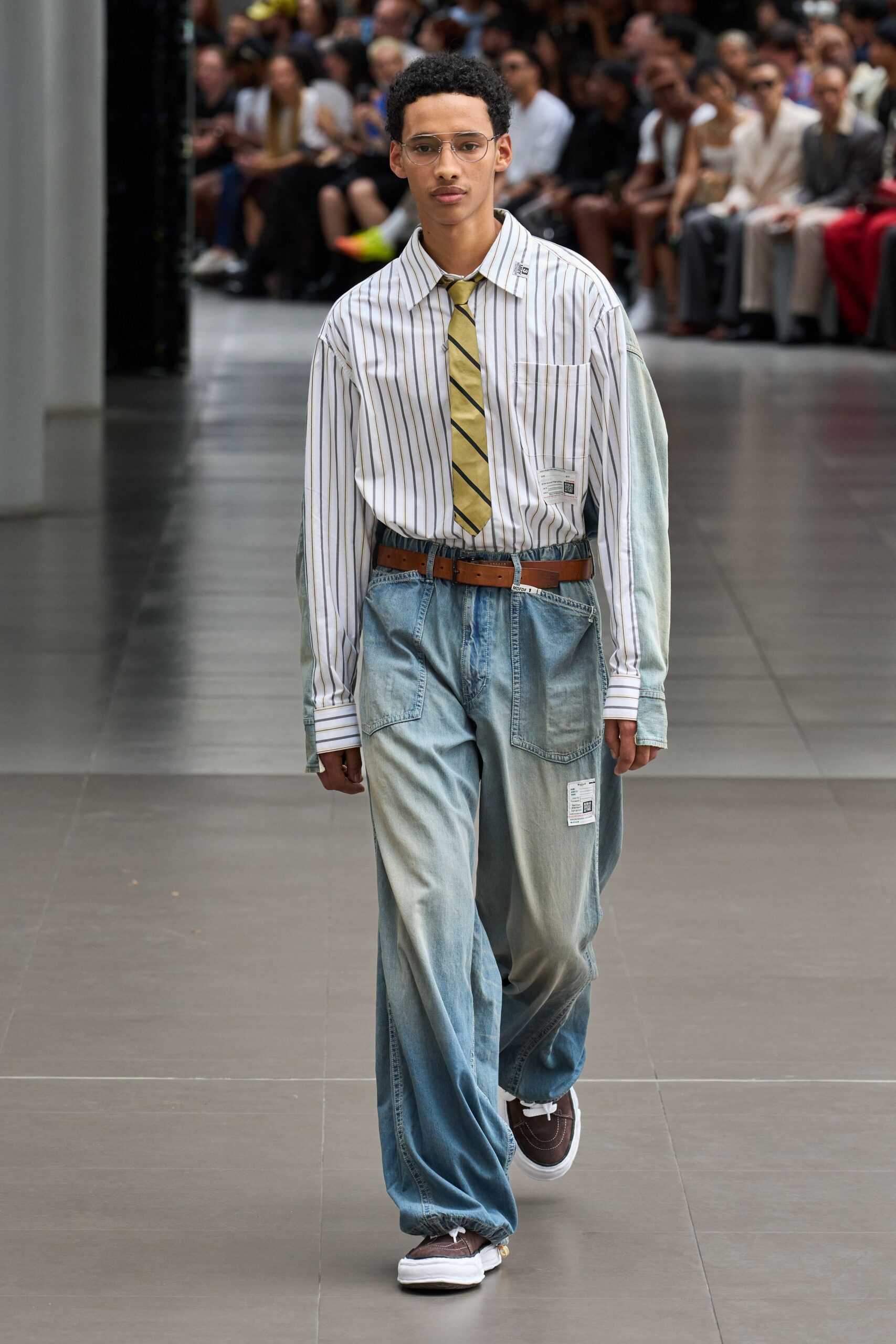 relaxed striped shirt and denim pants