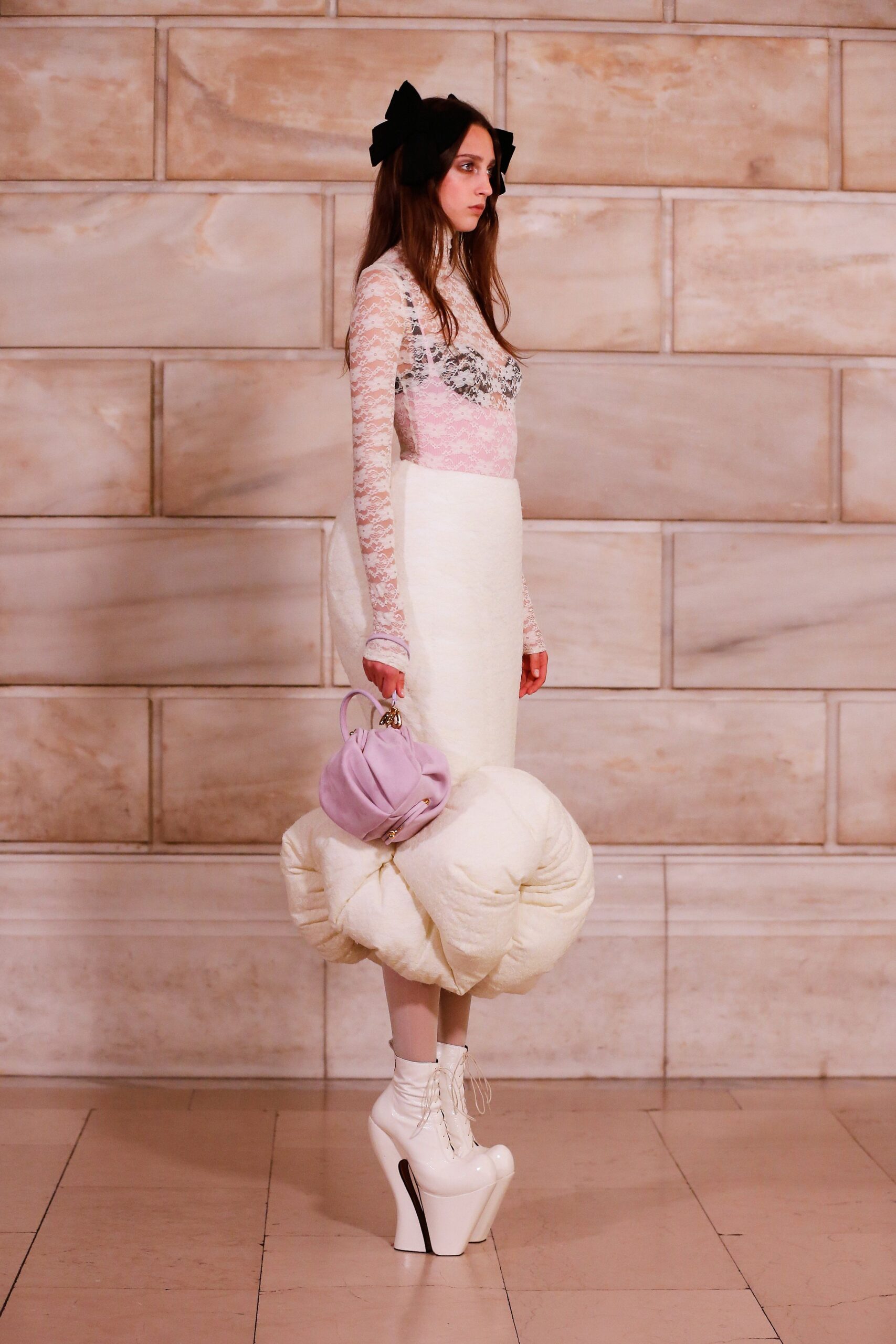 white lace top with padded skirt