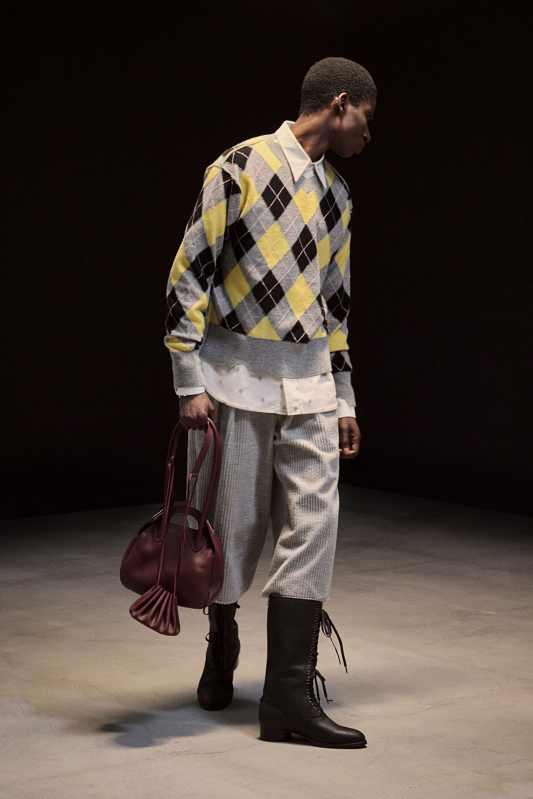 gray relaxed striped pants