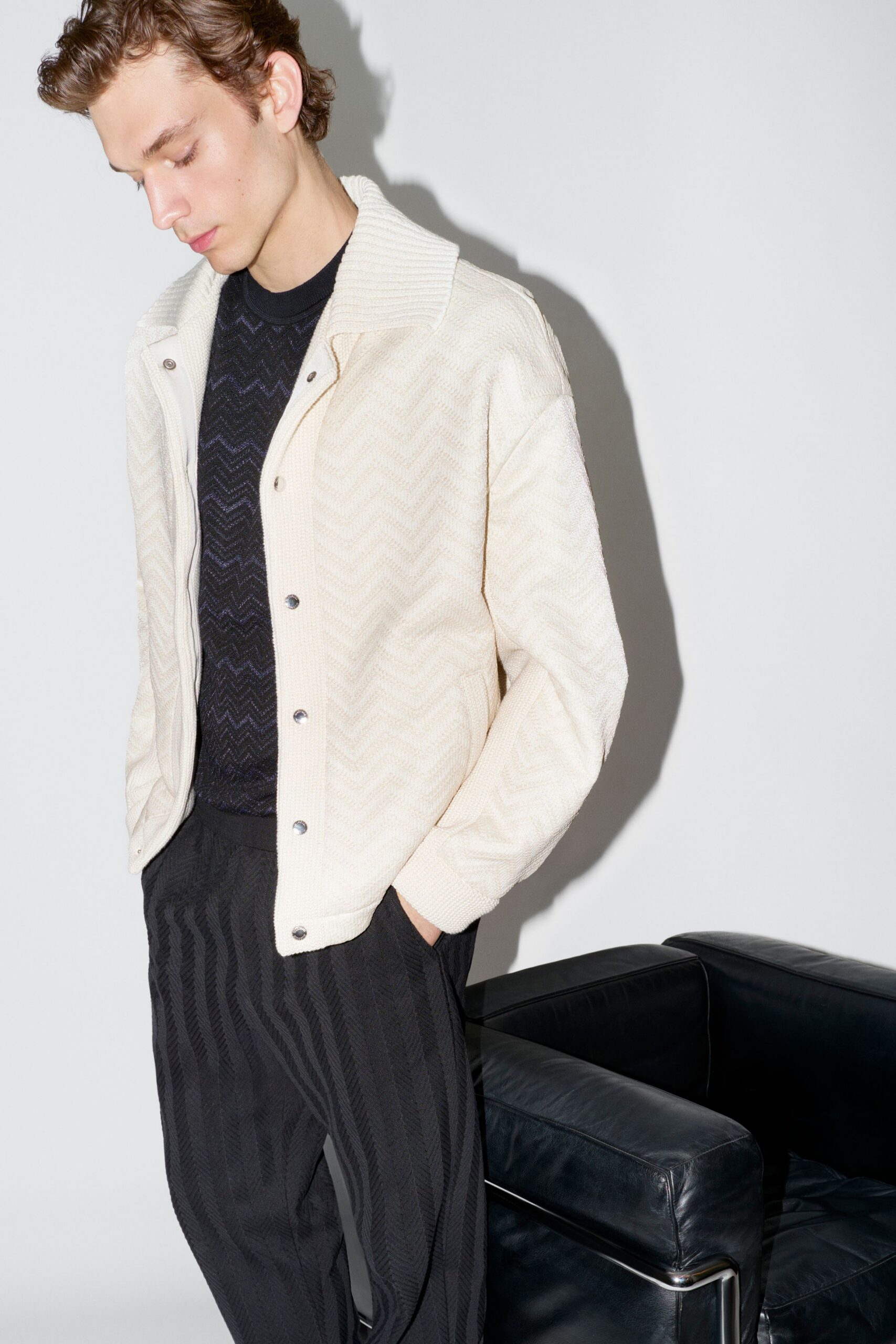 black cotton slim pleated pants