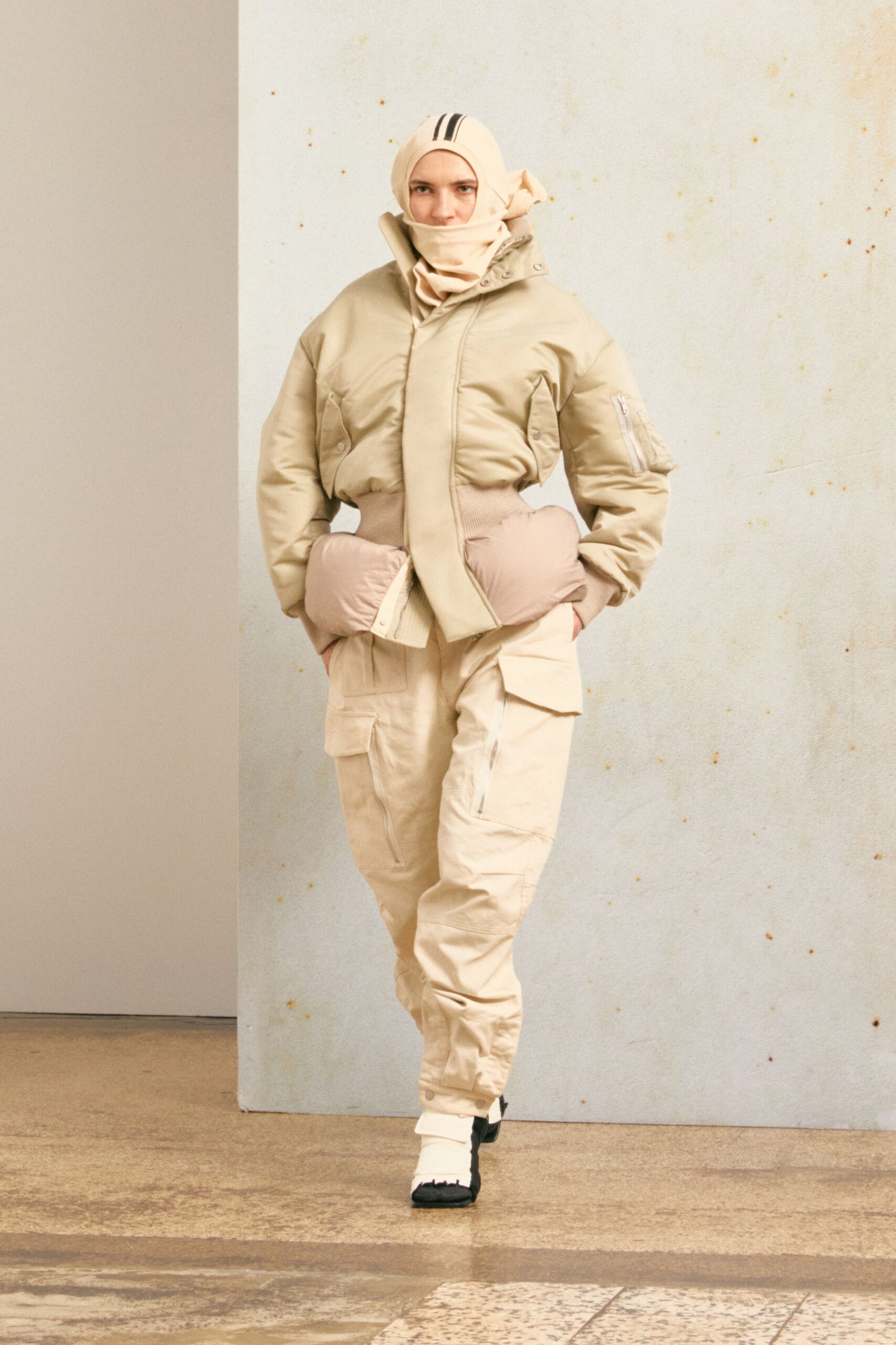beige relaxed jacket and pants
