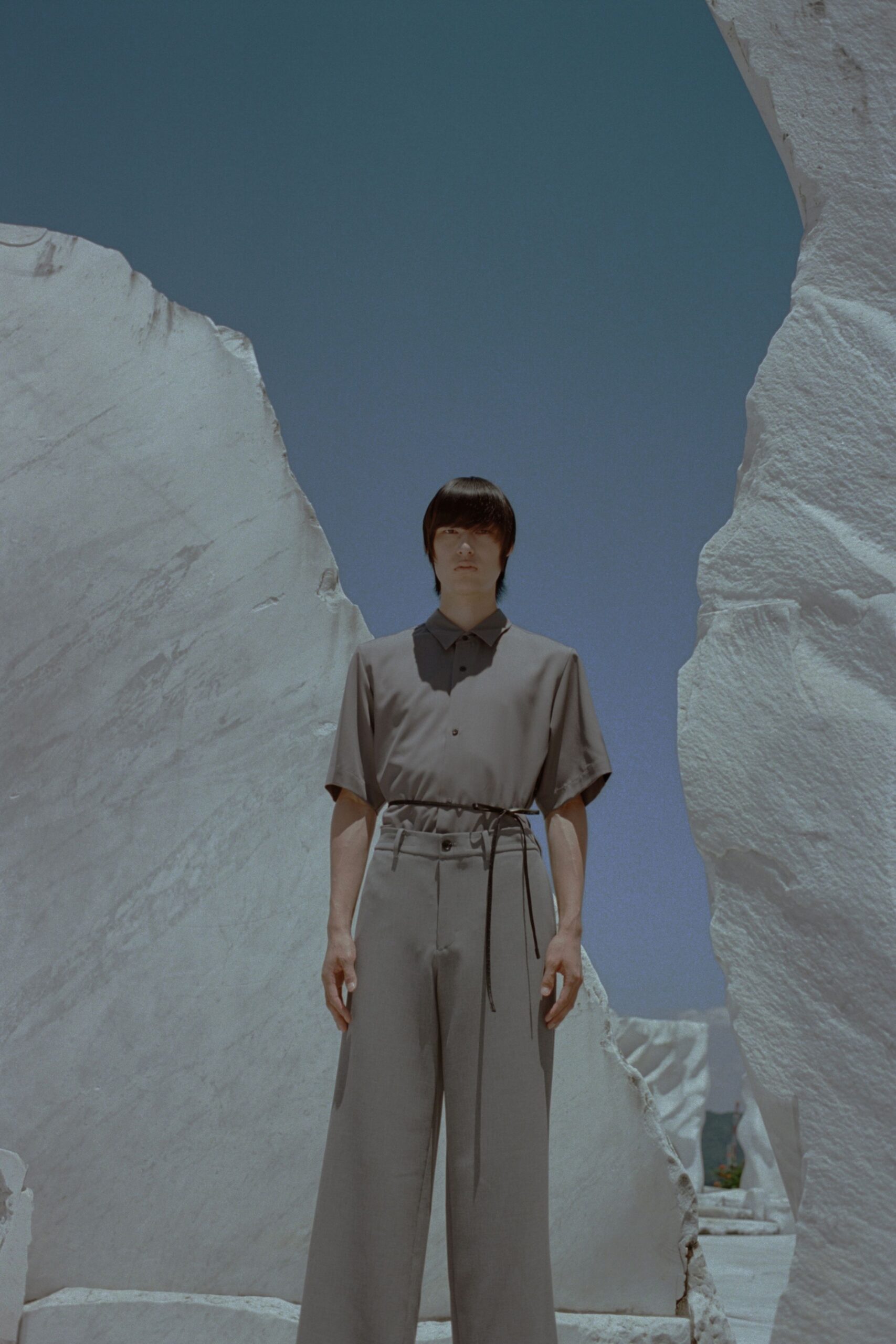gray relaxed shirt and pants