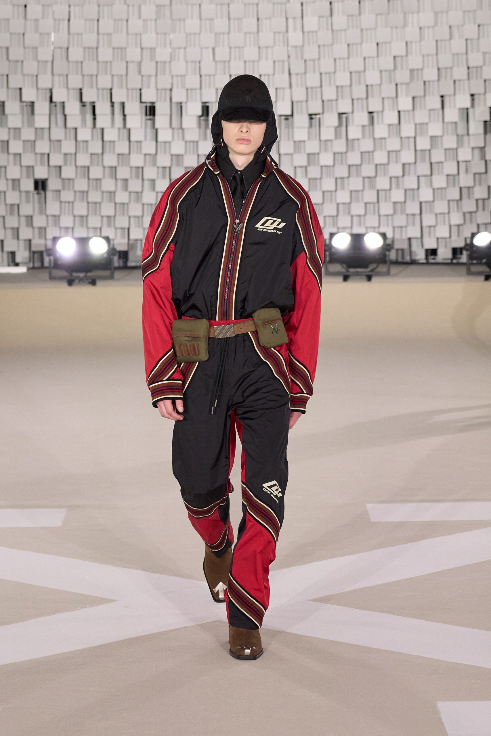 black and red relaxed jumpsuit