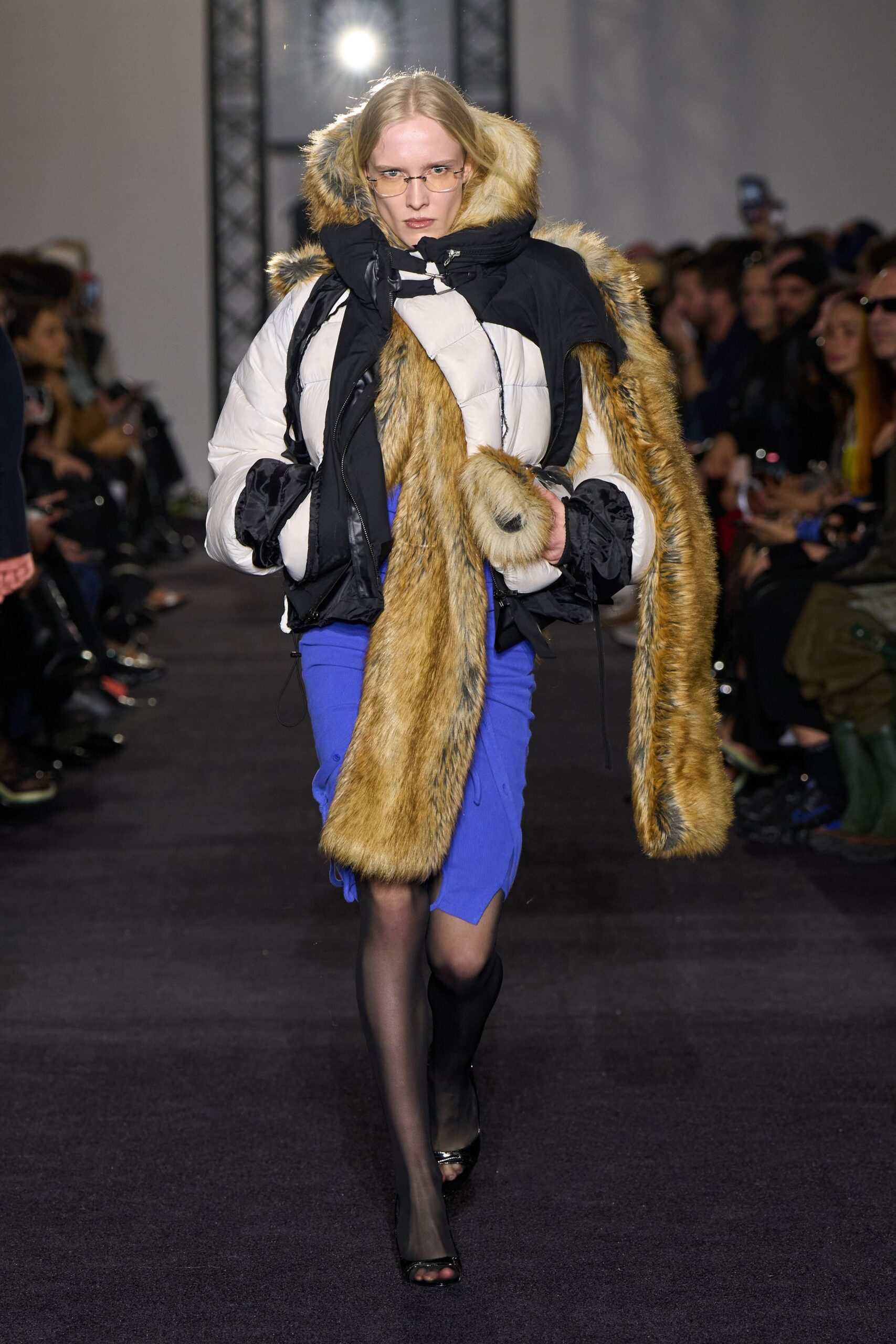 oversized coat with mini skirt
