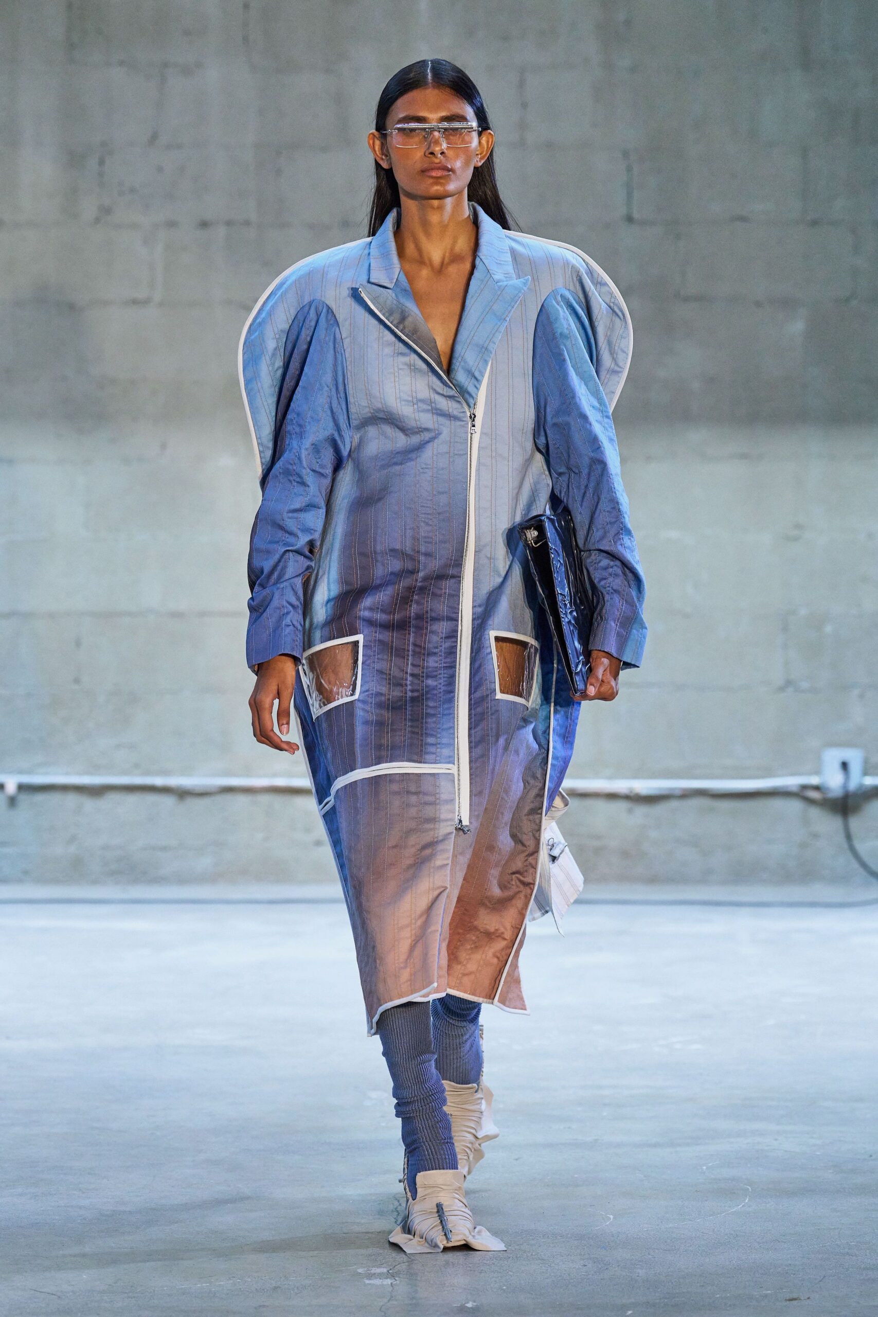 blue cotton fitted ribbed pants