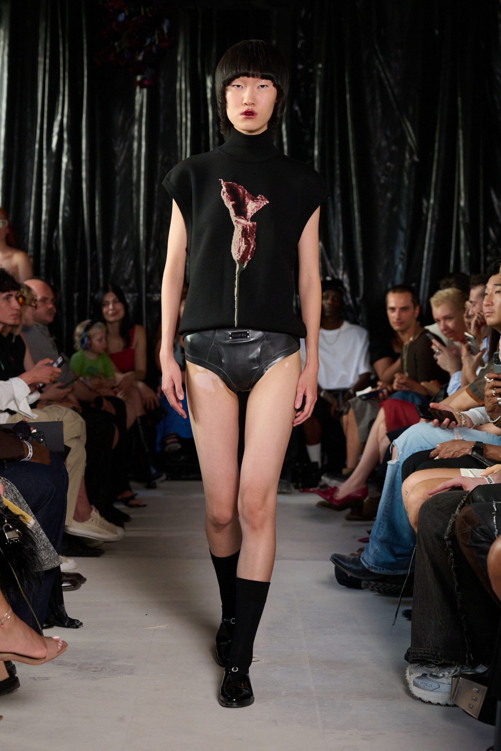 black fitted top and shorts