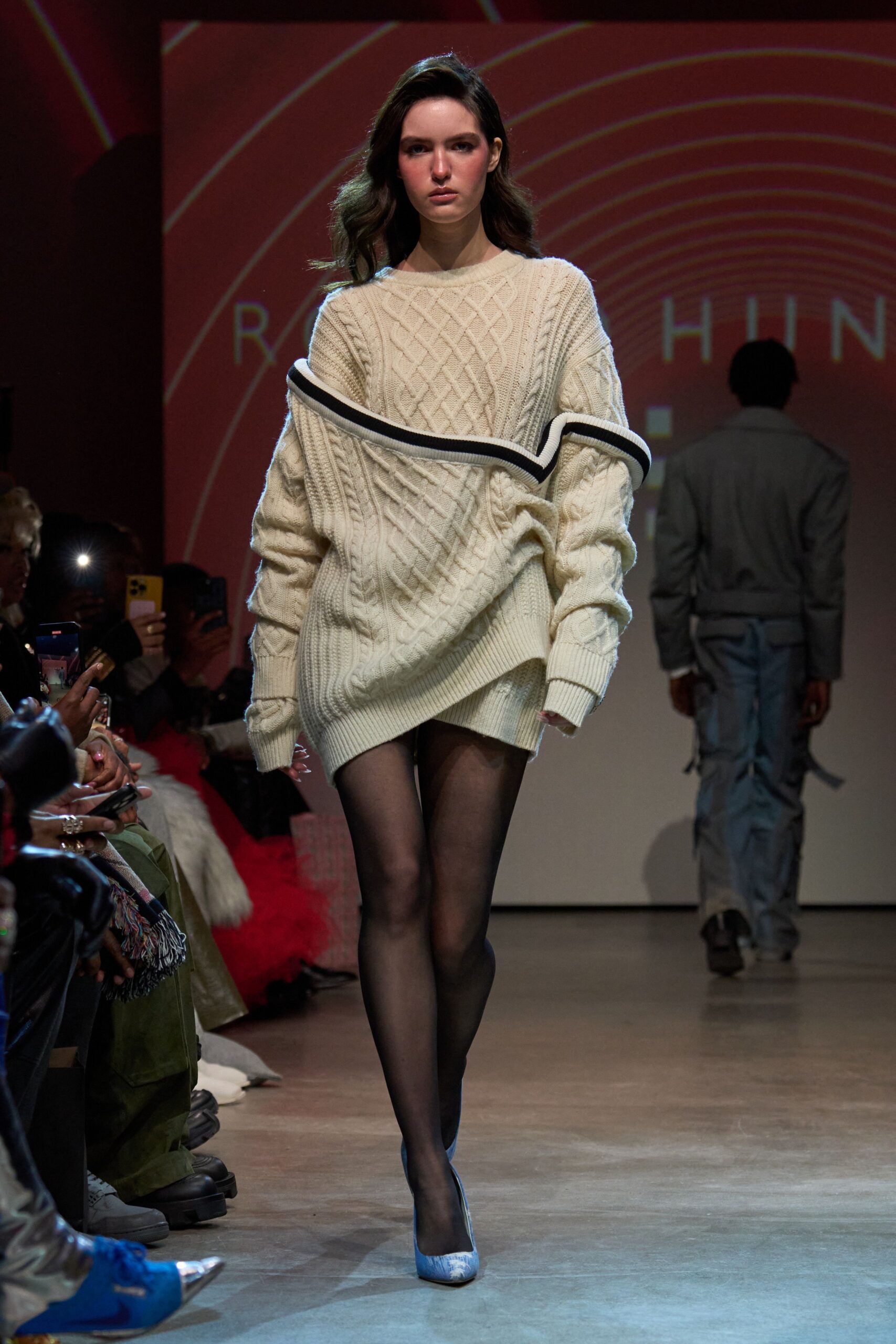 white wool long-sleeve v-neck oversized short sweater