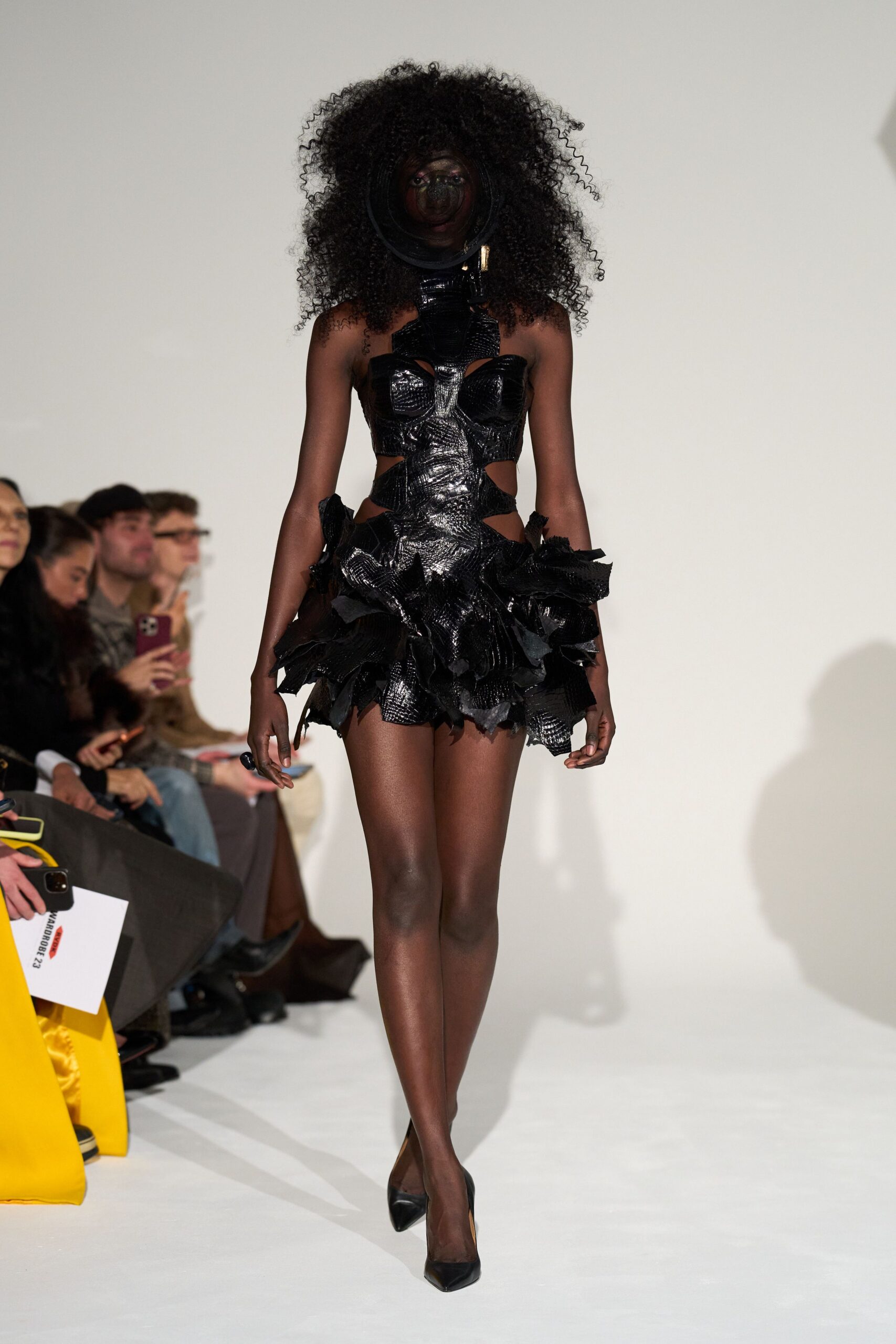 black leather mini dress