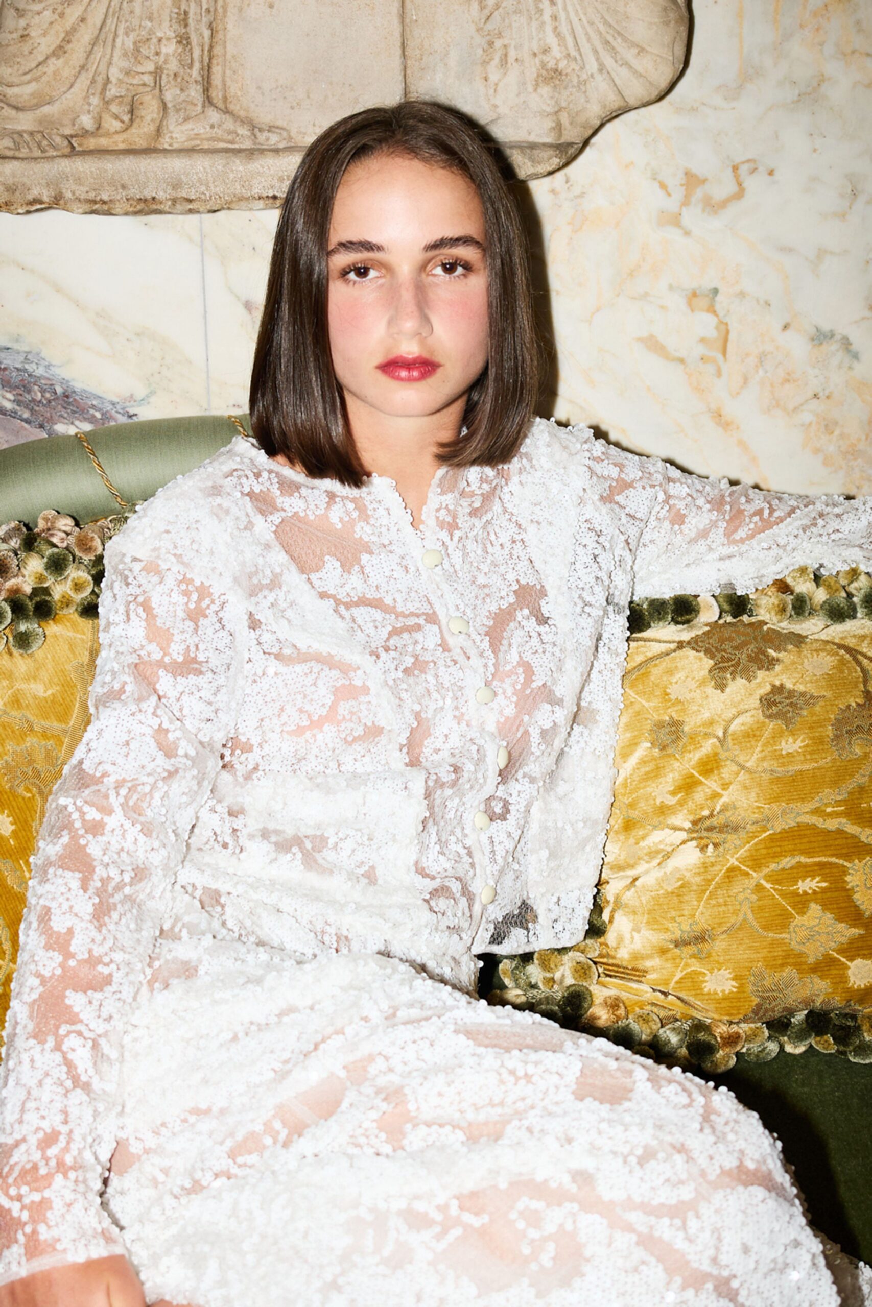 white lace embroidered dress