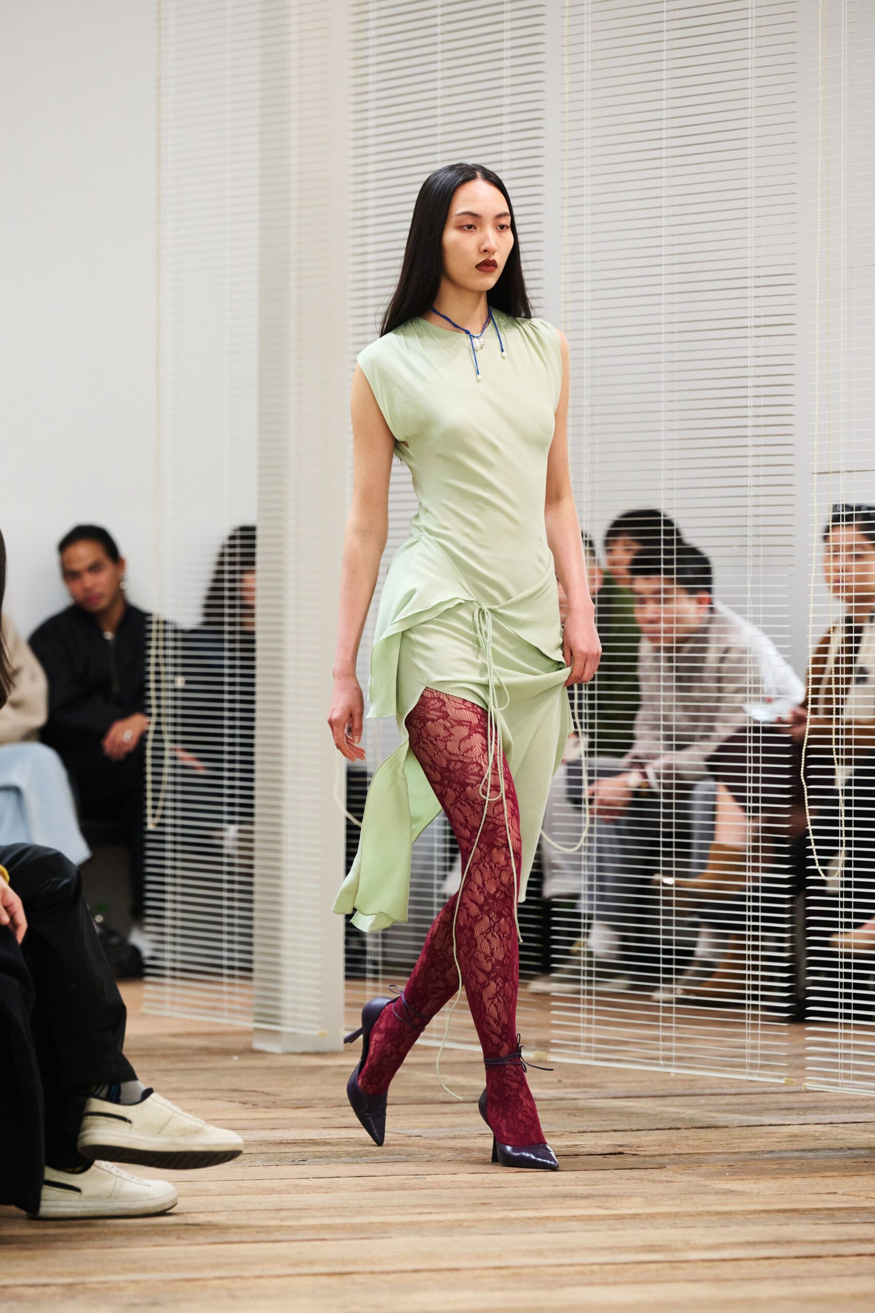 red lace fitted pants