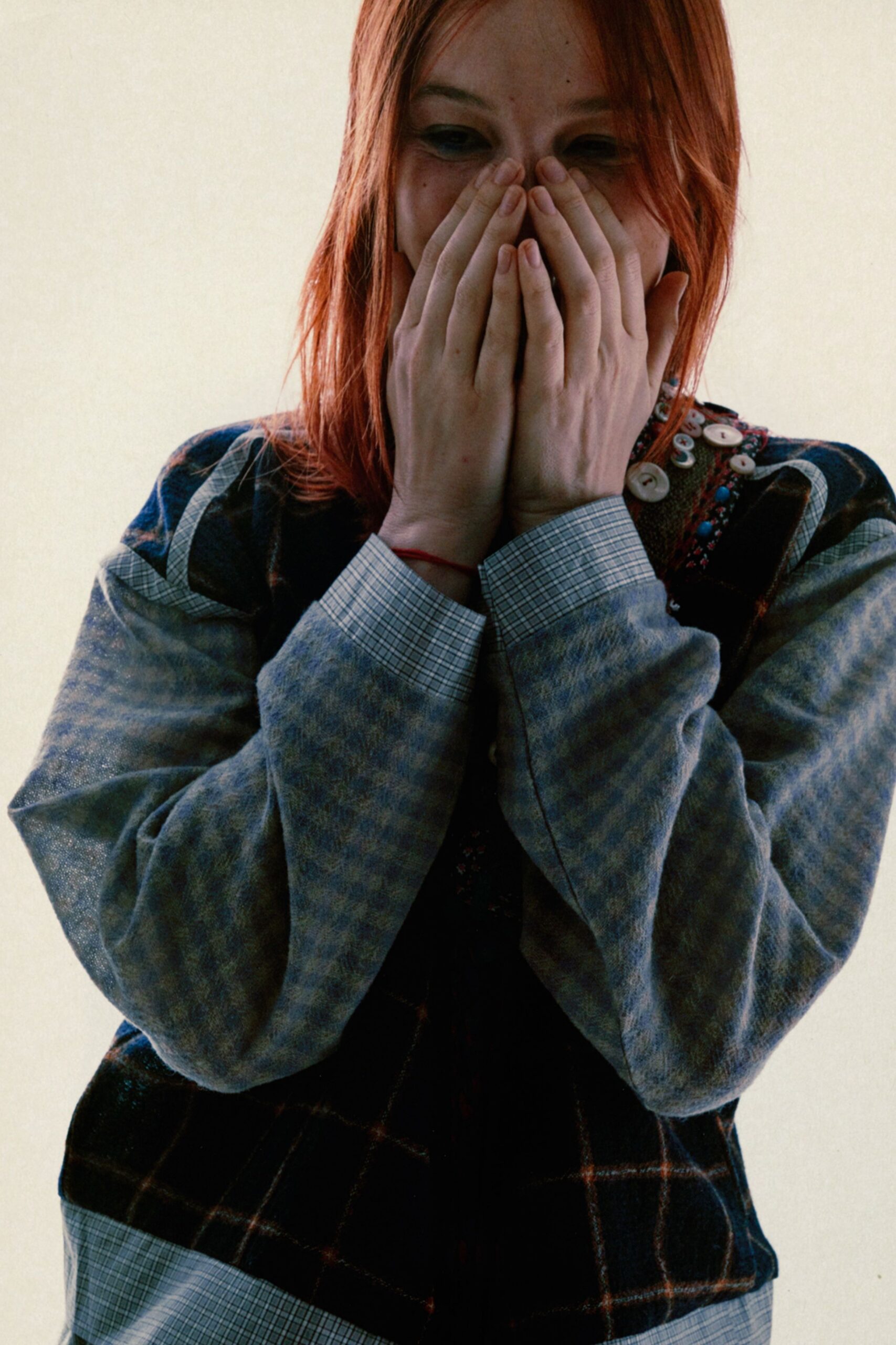 relaxed blue checked jacket