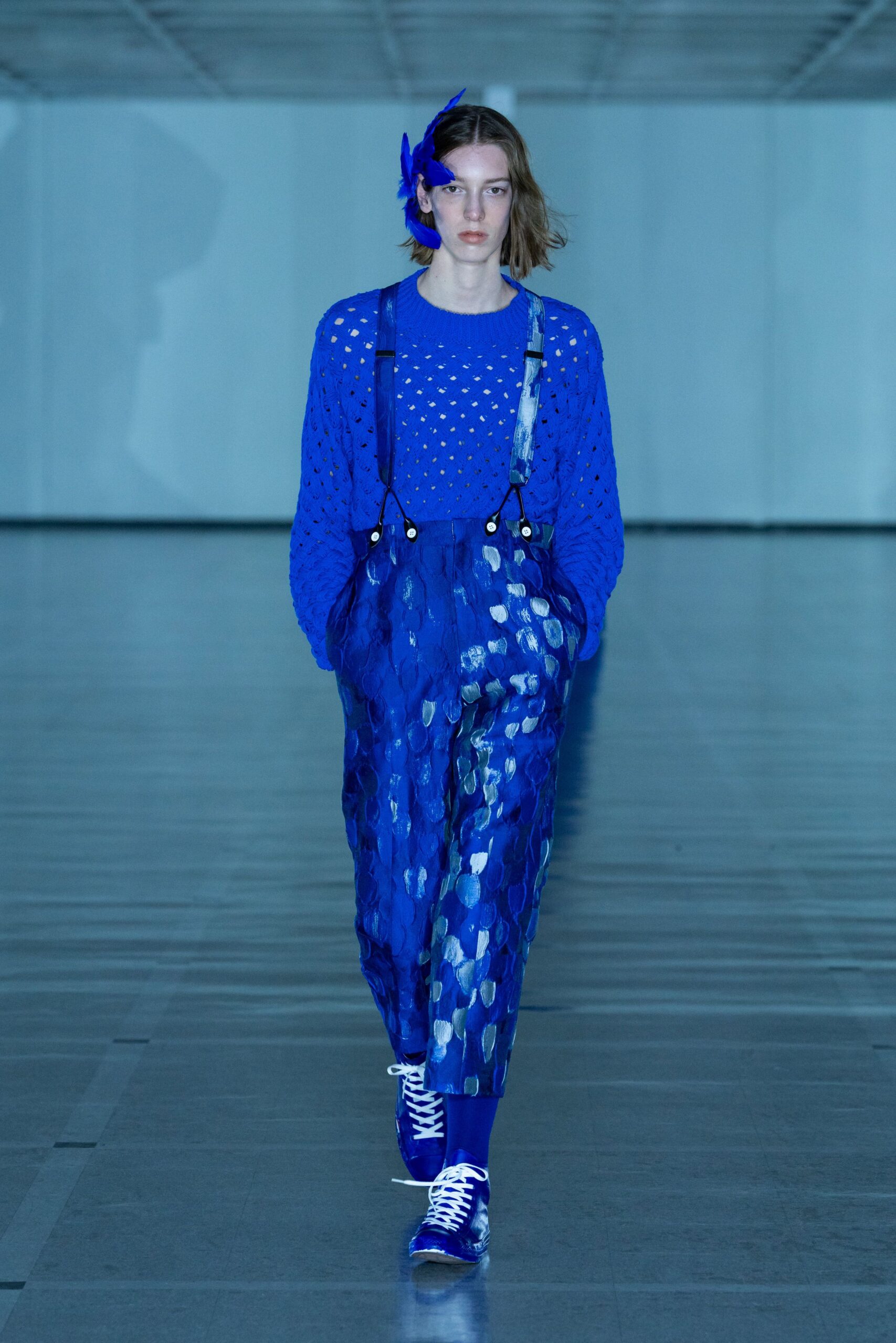 blue relaxed sweater and pants