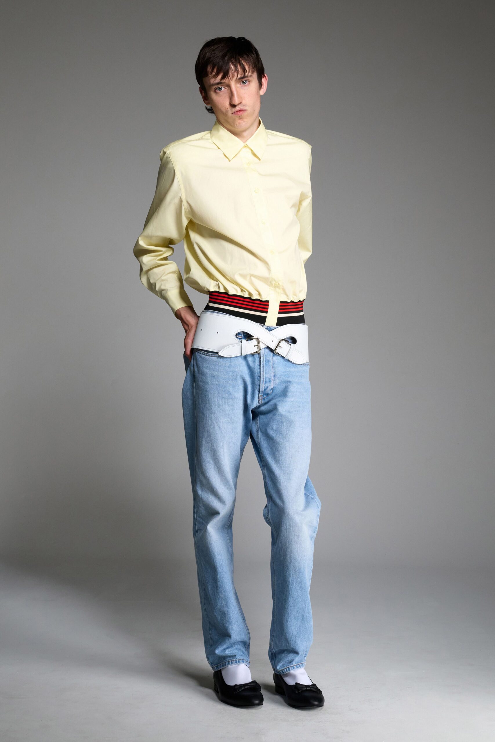 white cotton zippered belt
