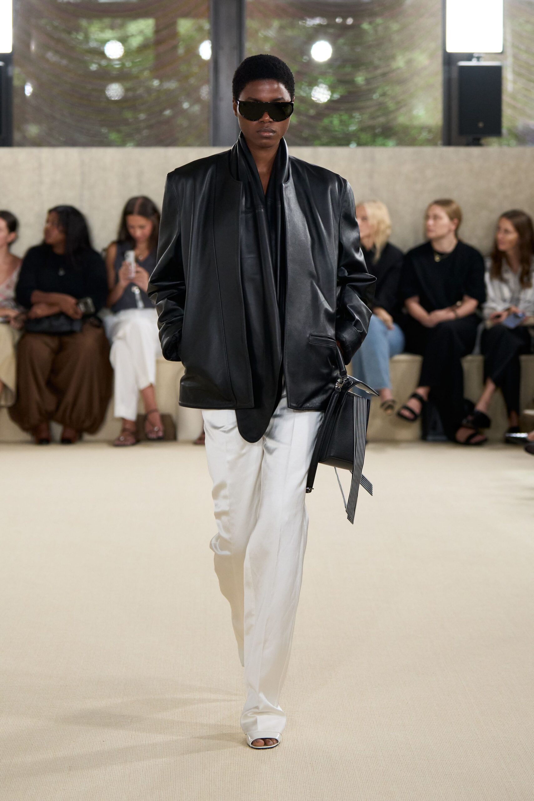 black leather oversized jacket