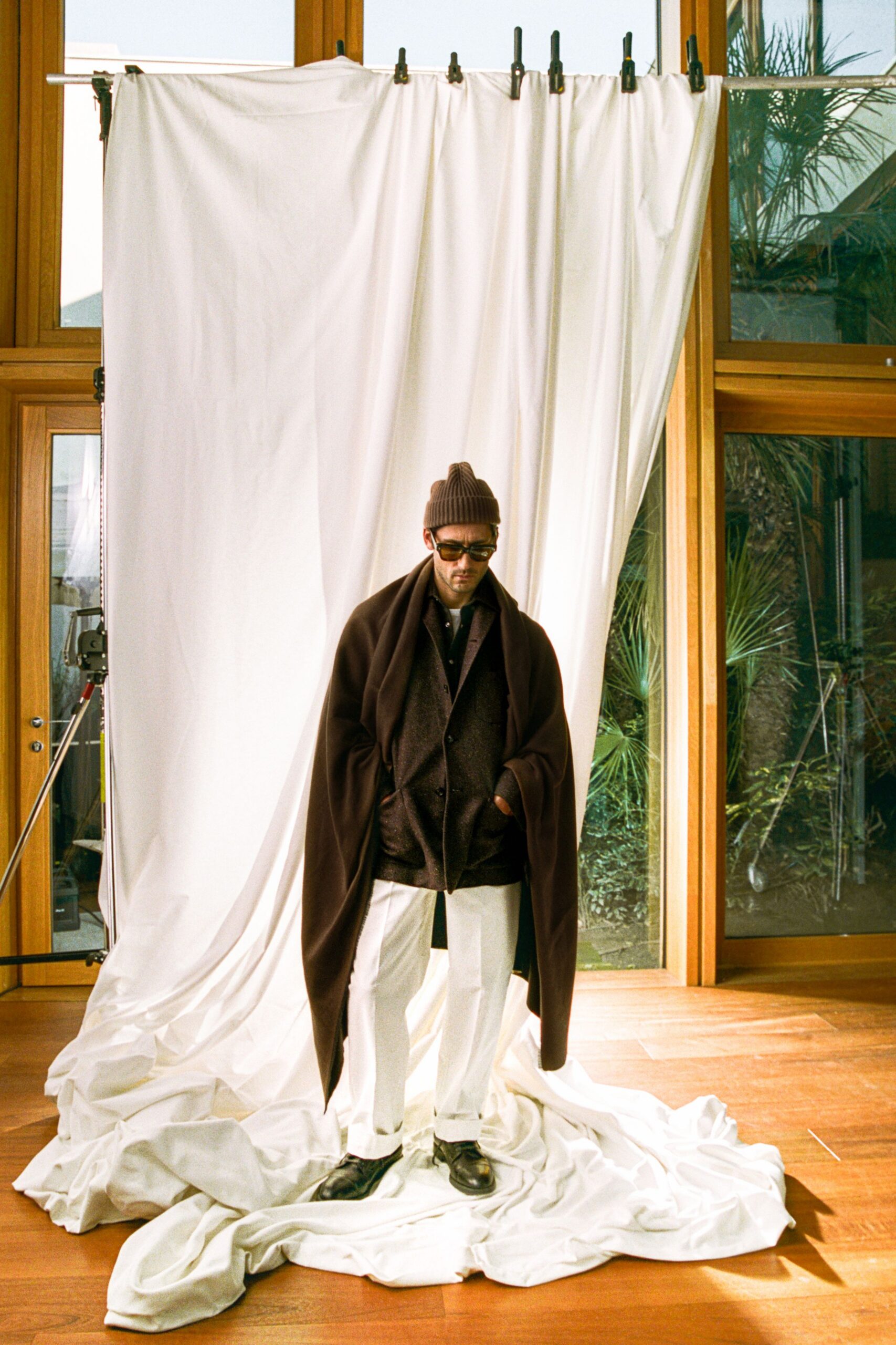 brown wool relaxed draped coat