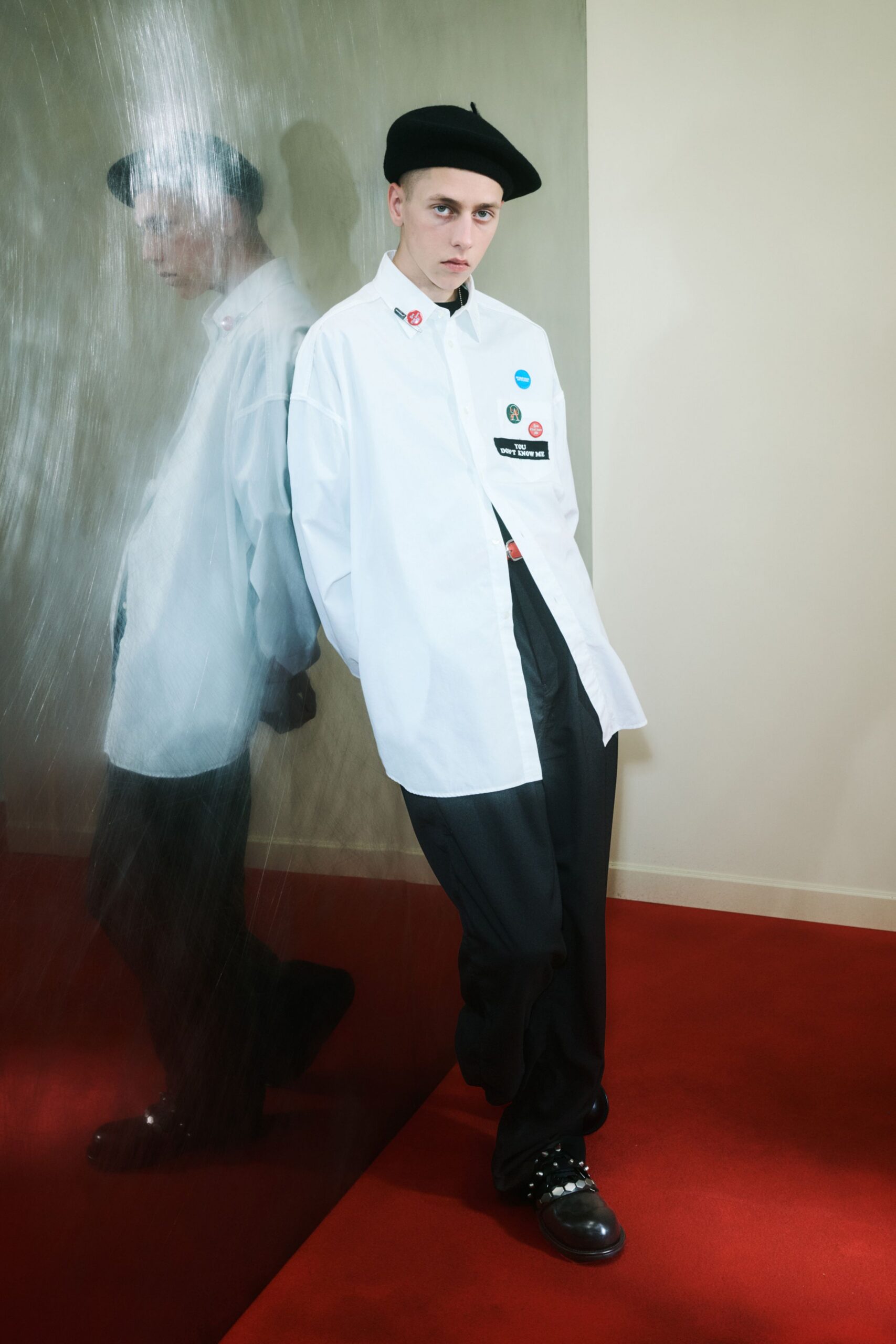 oversized white shirt with black pants