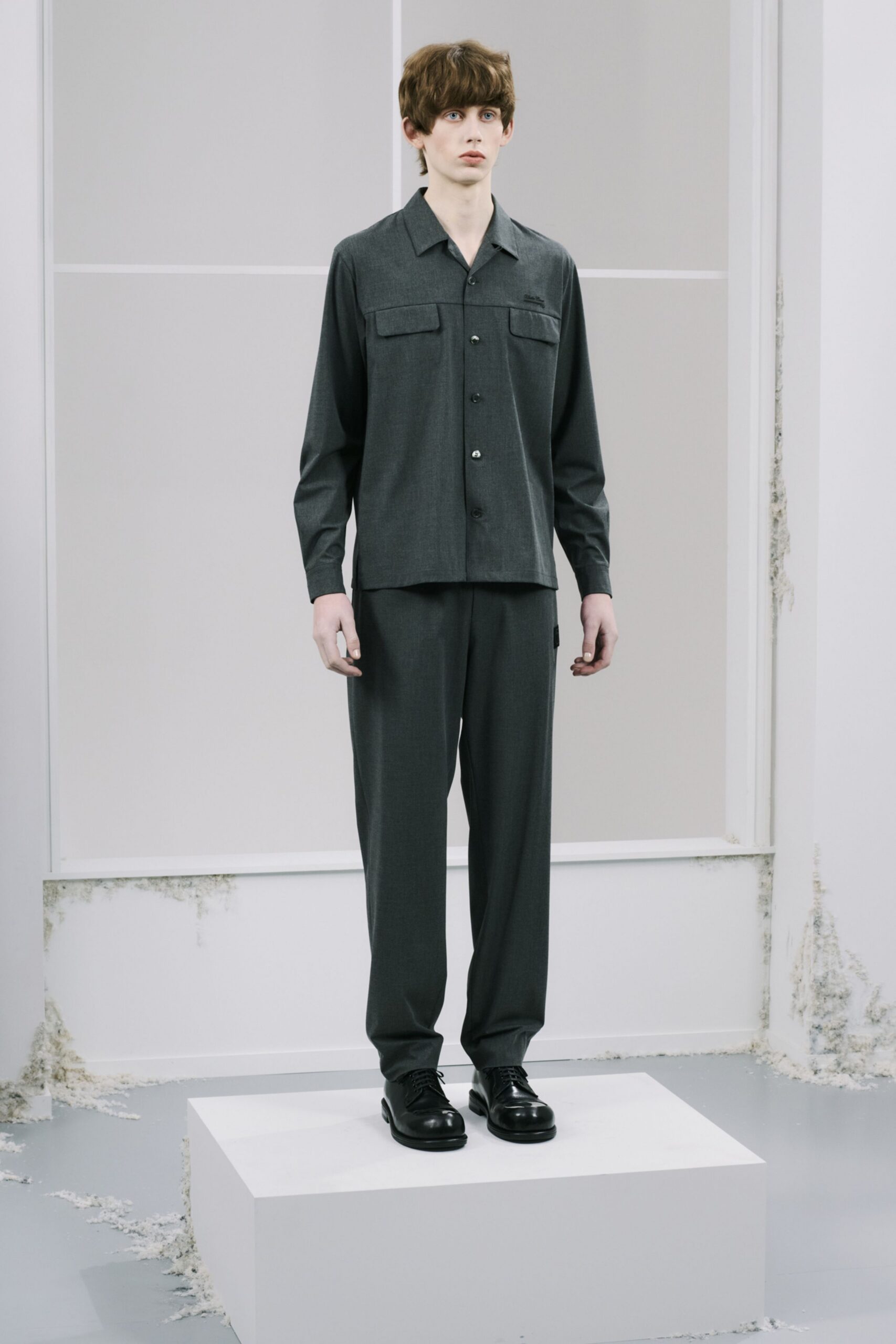 gray relaxed shirt and pants