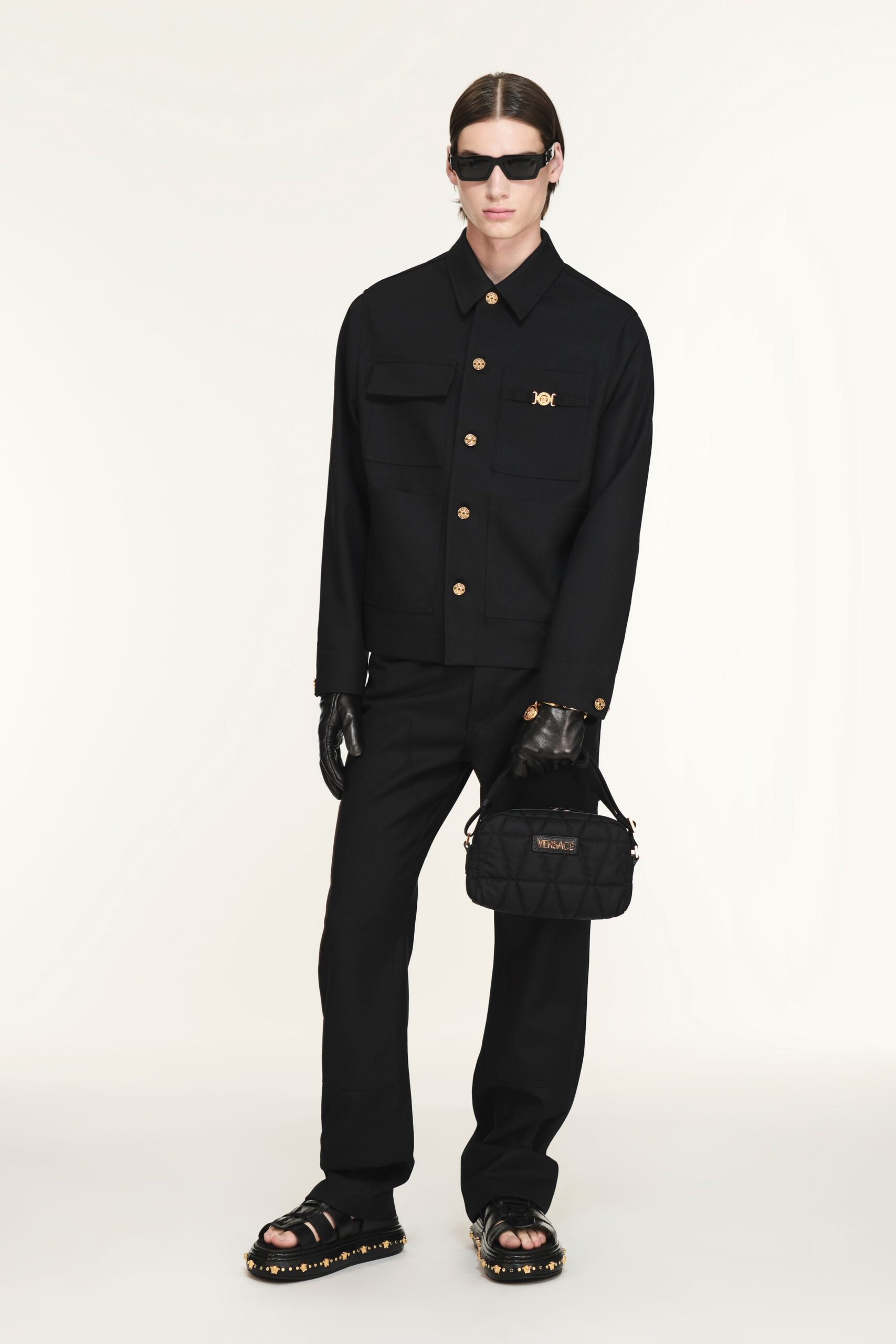 black structured jacket and pants
