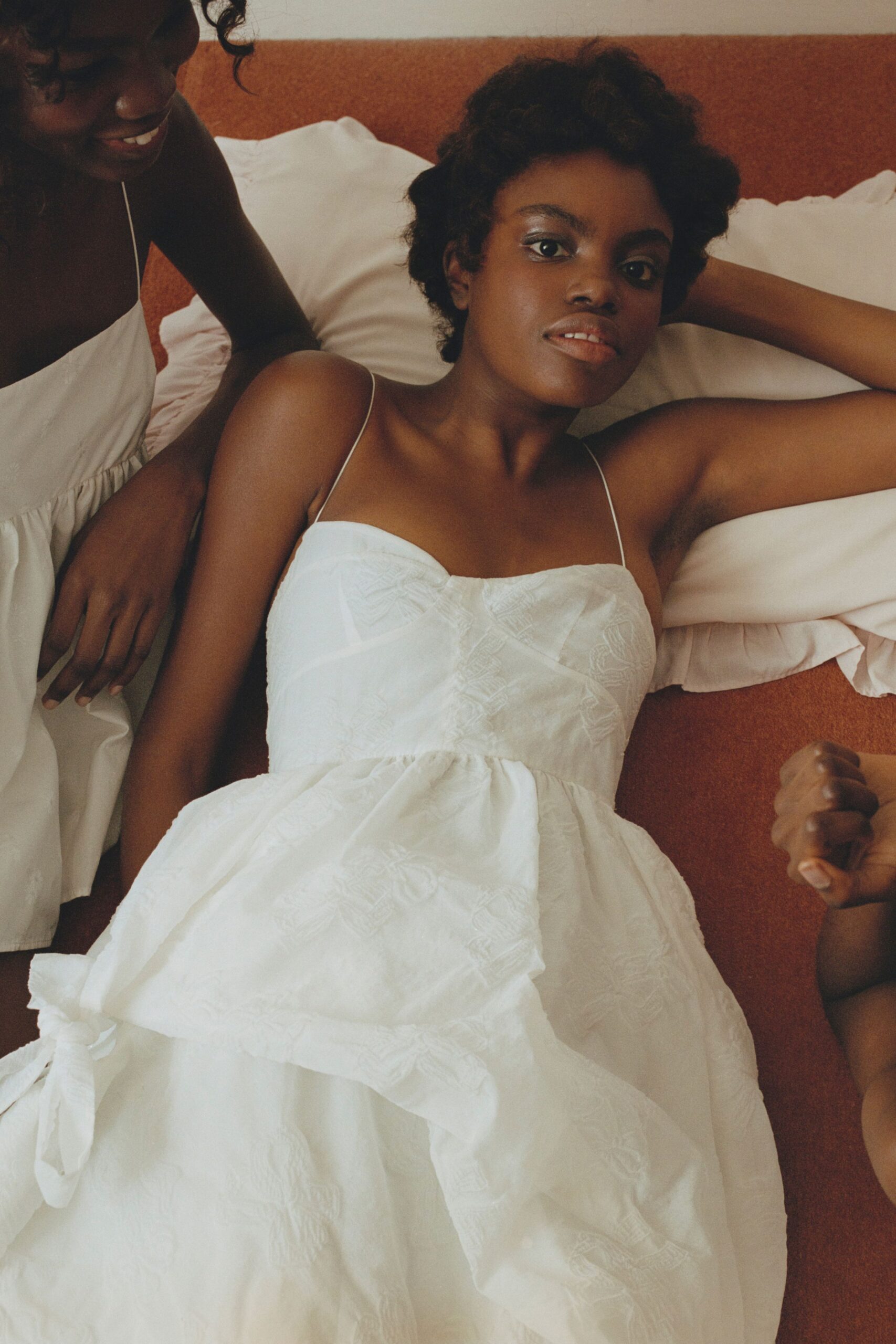 white tiered midi dress
