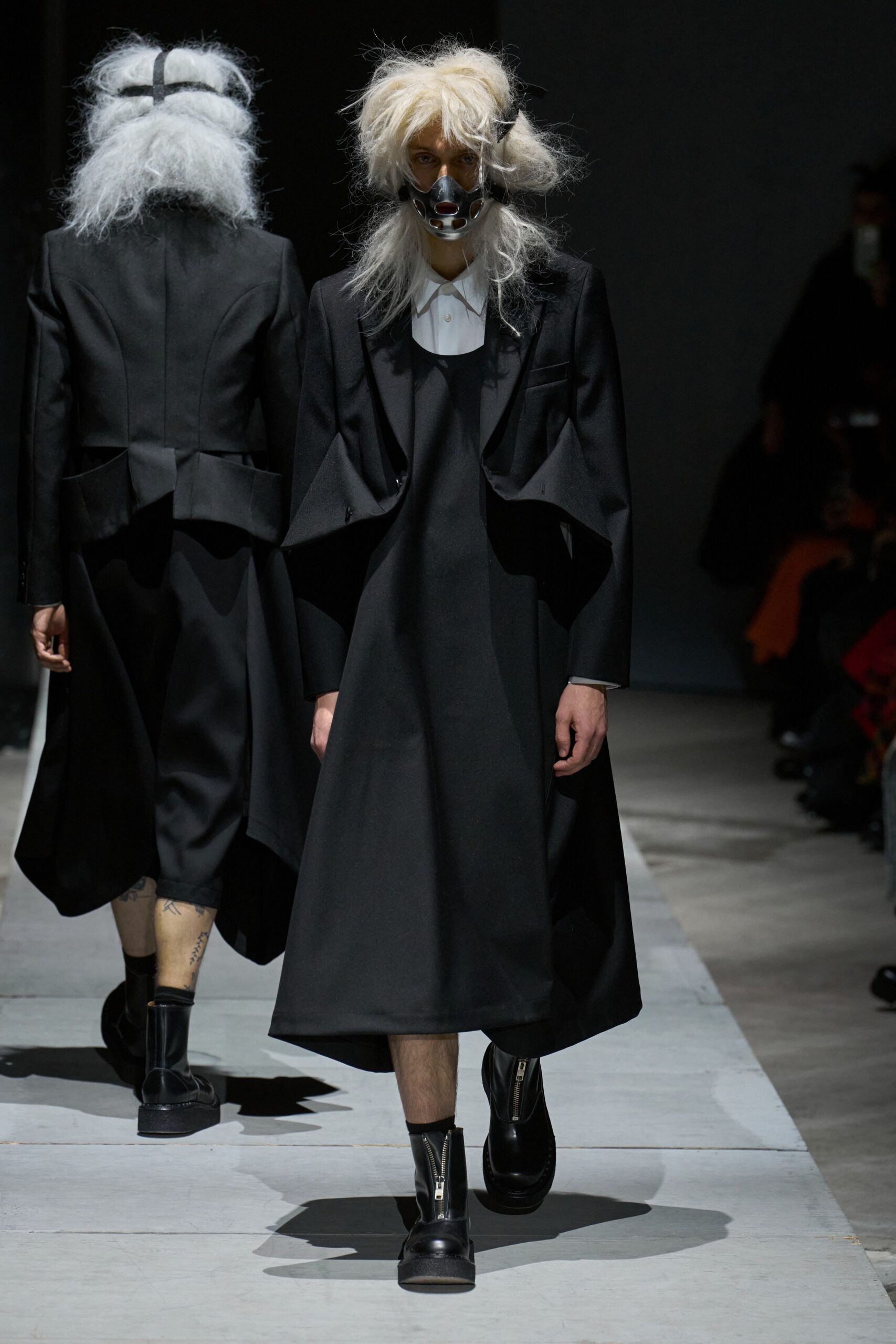 black midi dress with jacket and boots