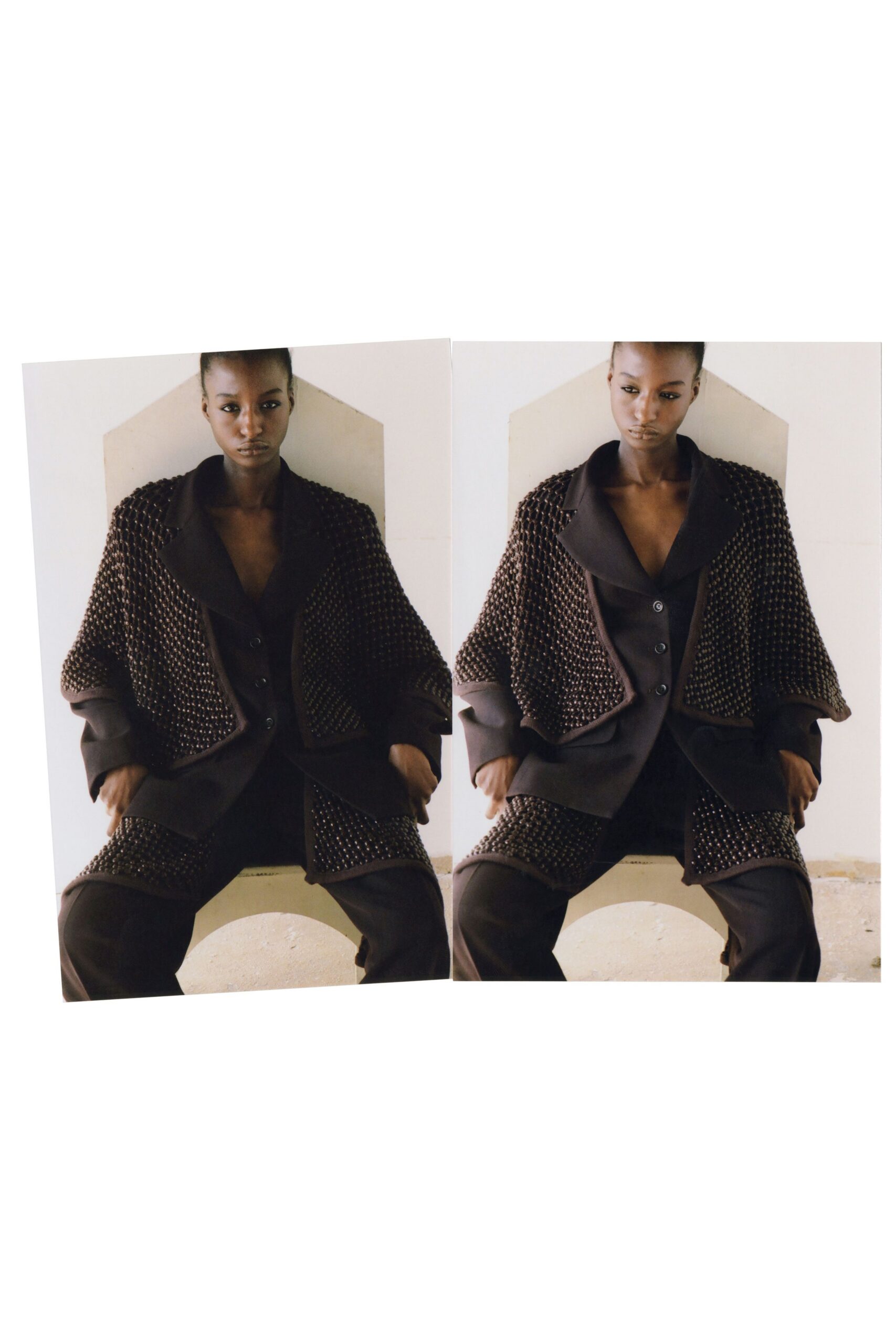 black beaded jacket and pants