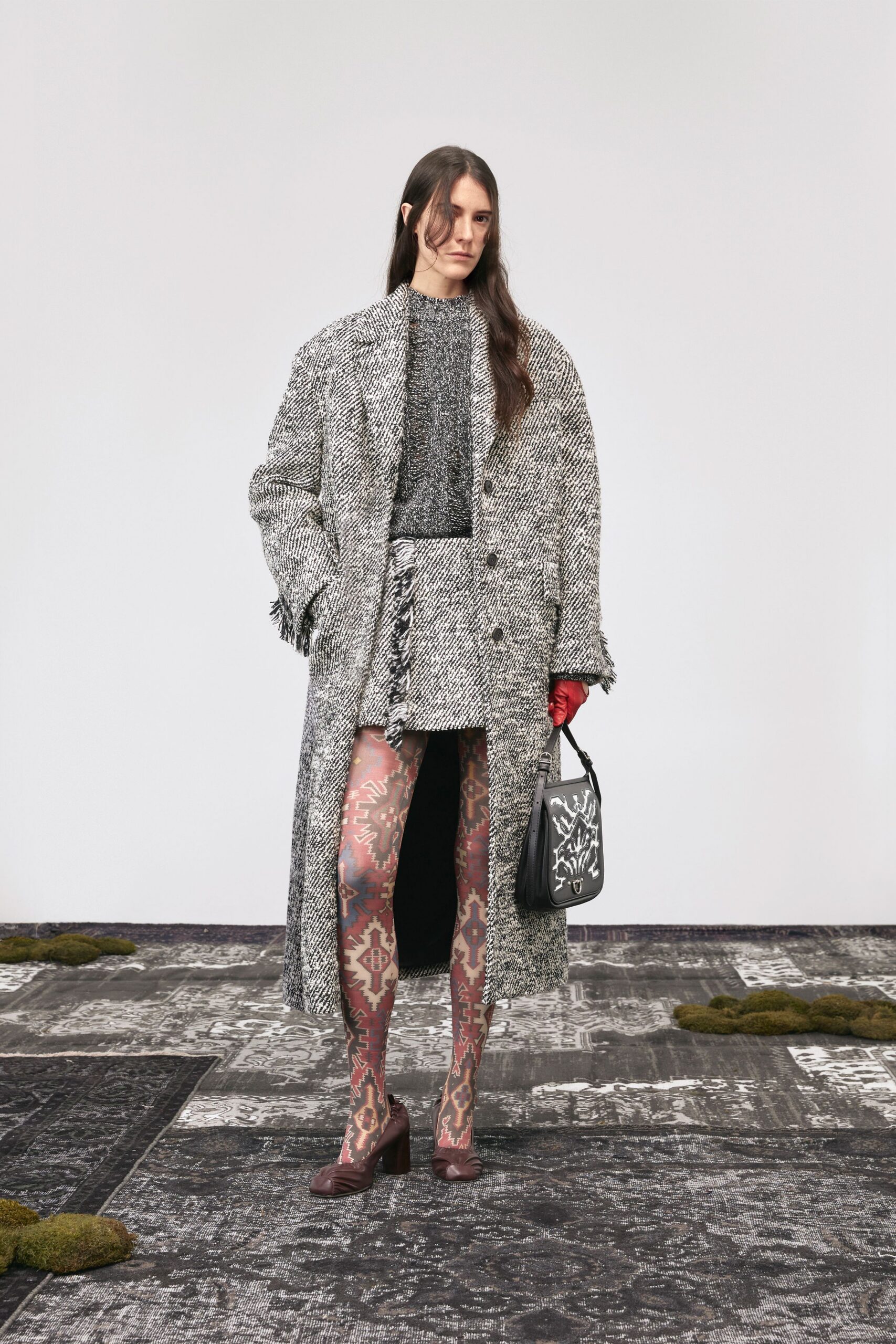 oversized black and white coat