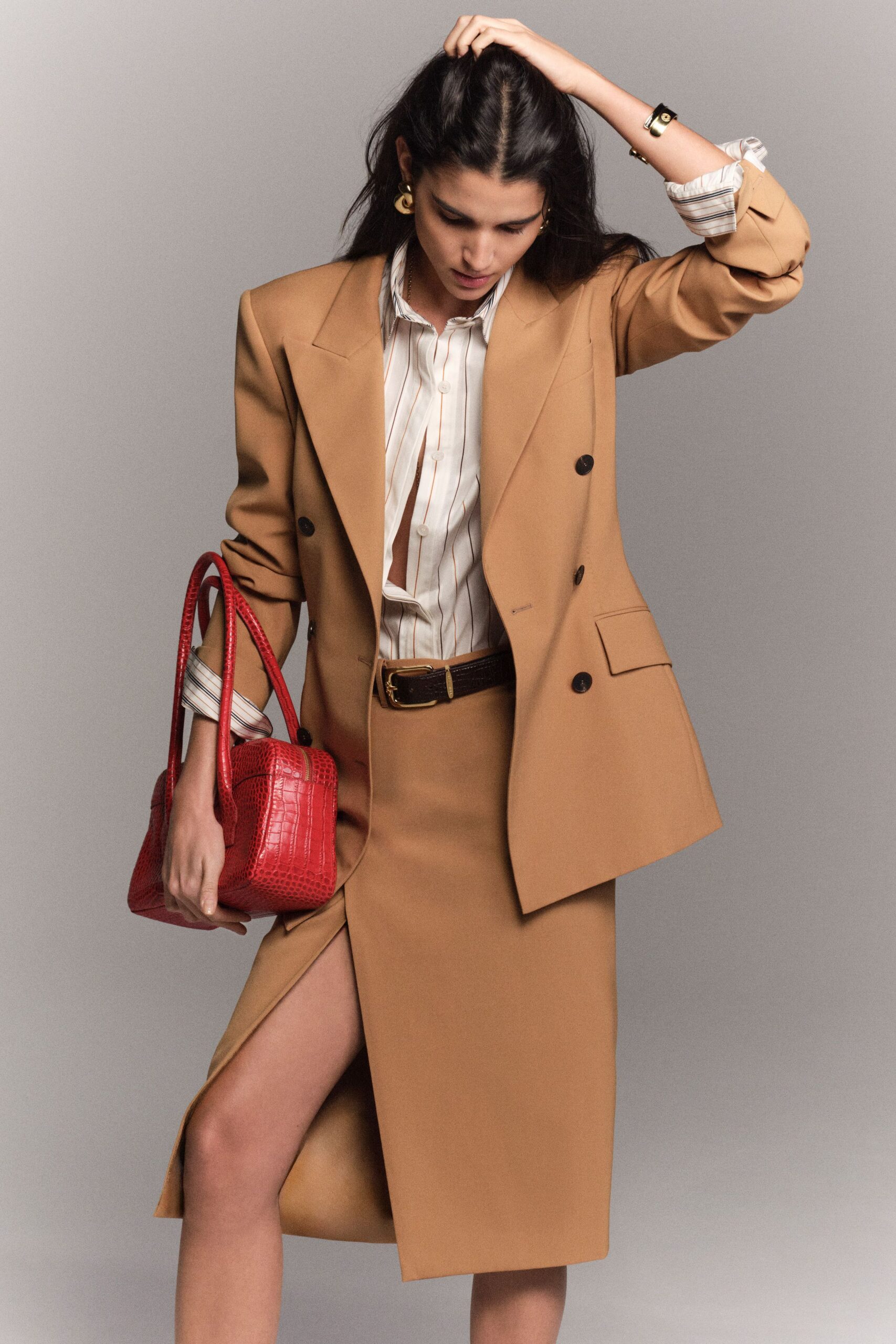 red textured bag